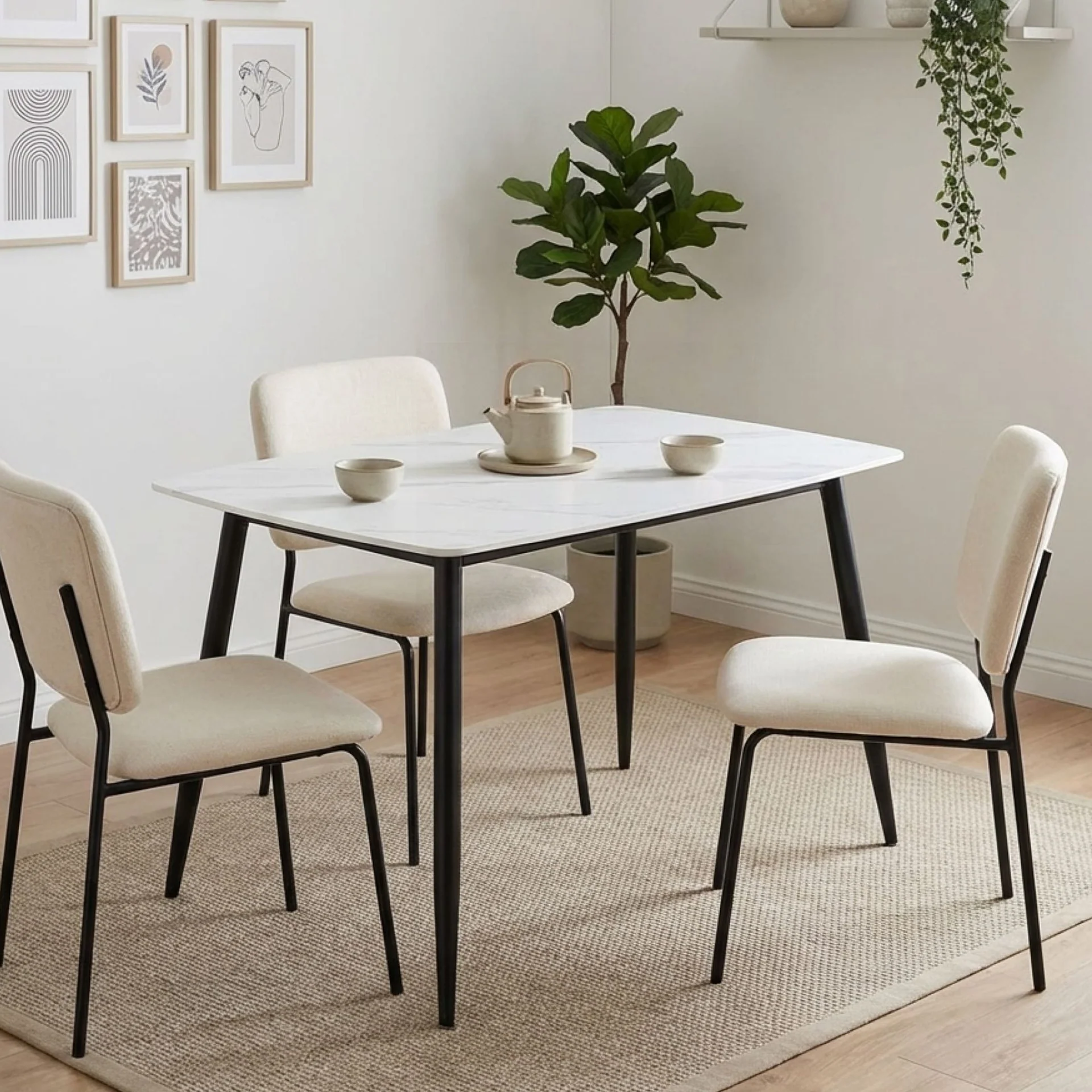 Adley Matt Ceramic Dining Table 120 x 69.5cm - White - Image 5