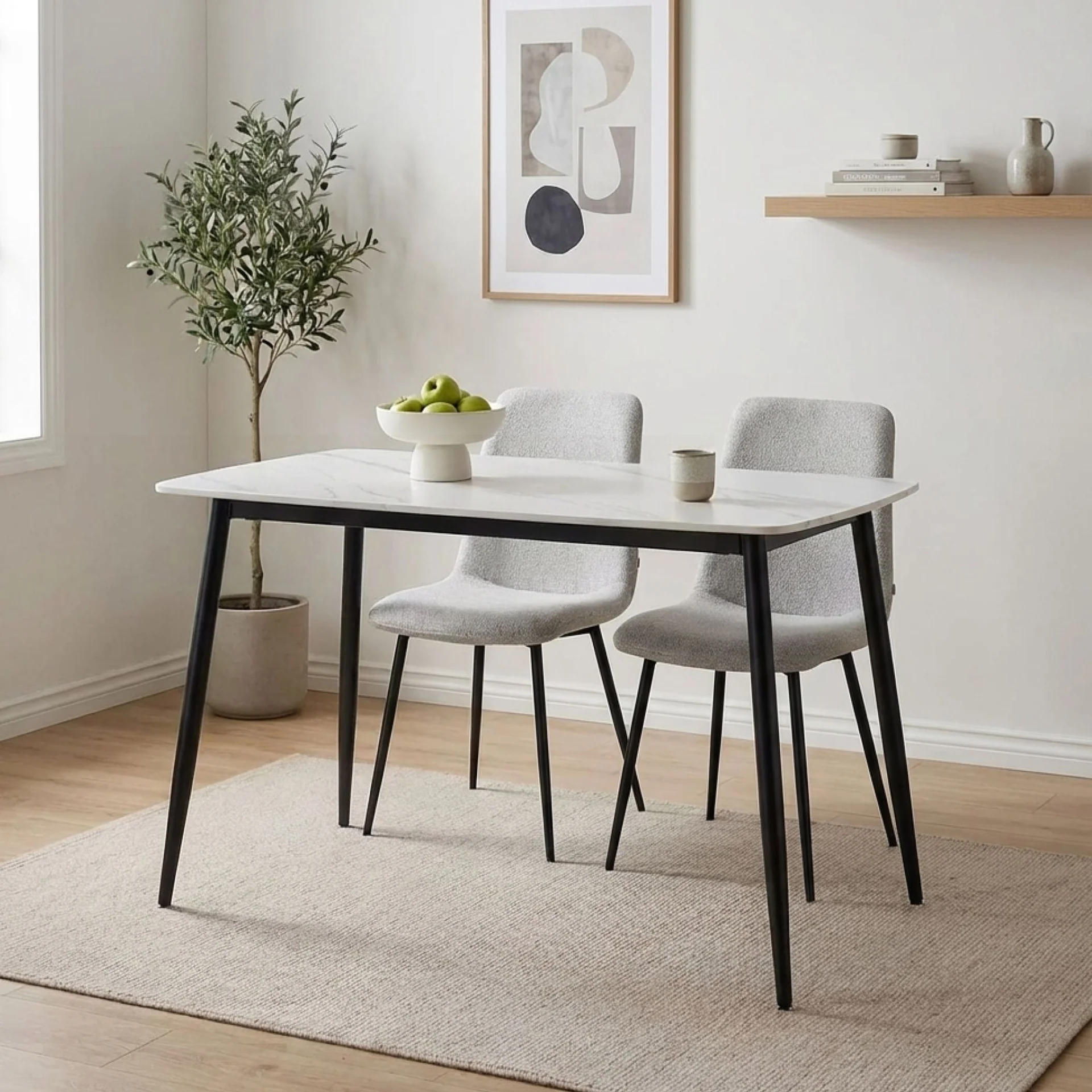 Adley Matt Ceramic Dining Table 120 x 69.5cm - White - Image 6