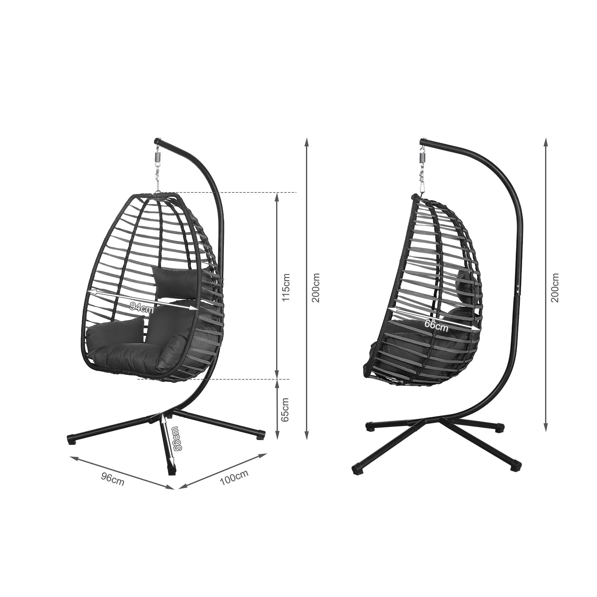 Aegina Outdoor Hanging Egg Chair - Dark Grey - Image 7