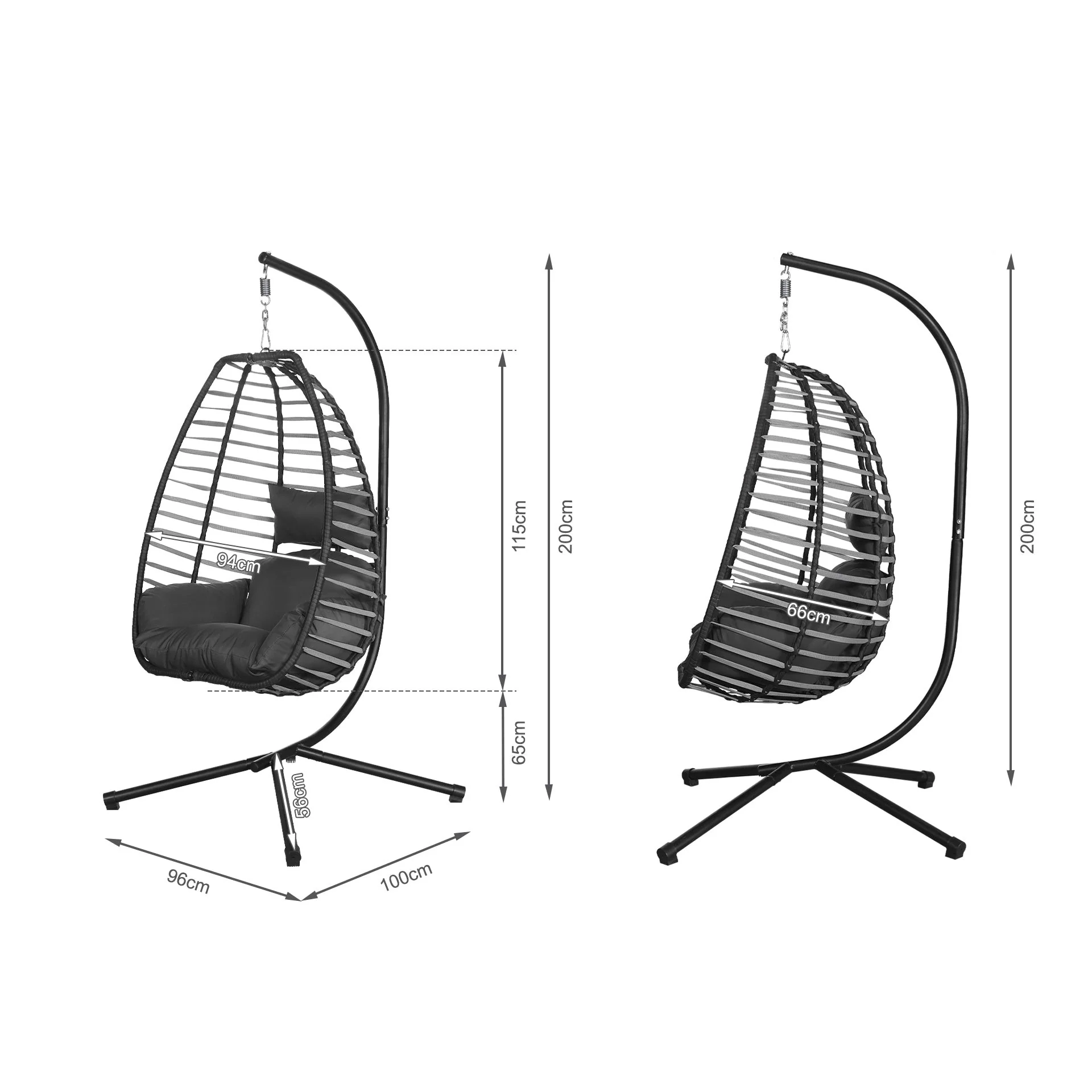Aegina Outdoor Hanging Egg Chair - Grey - Image 7