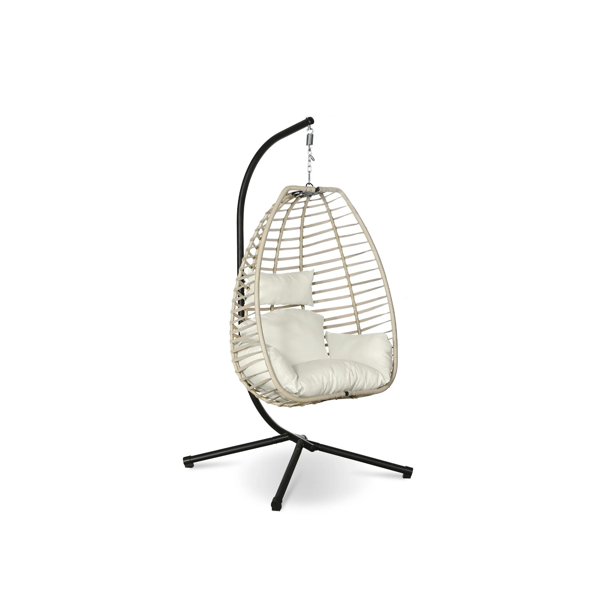 Aegina Outdoor Hanging Egg Chair - Natural + Cream - Image 2