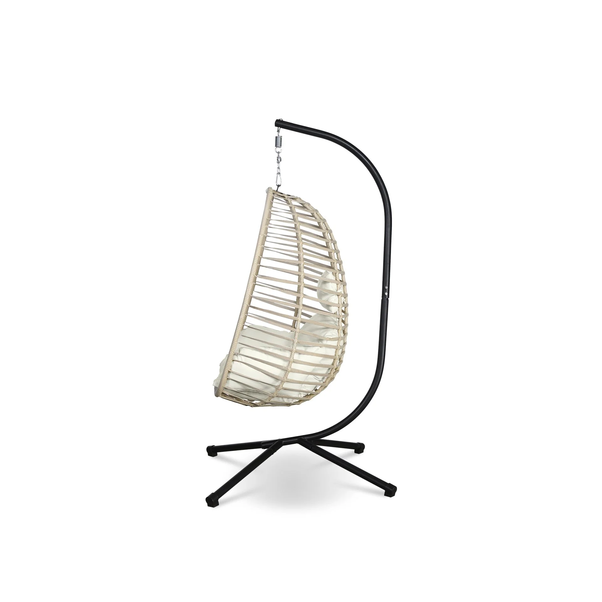 Aegina Outdoor Hanging Egg Chair - Natural + Cream - Image 4