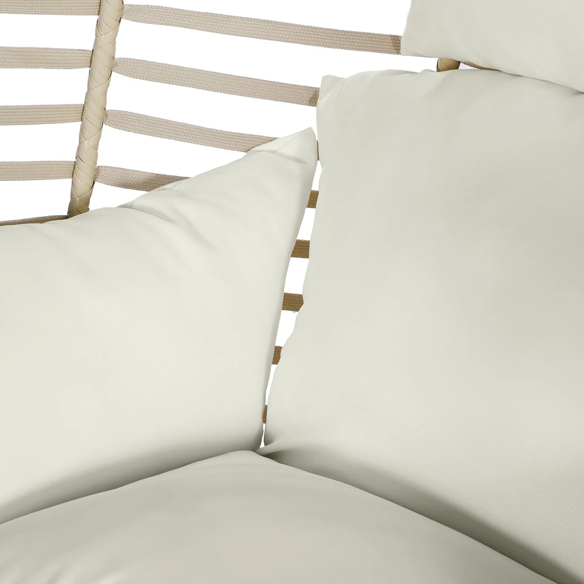 Aegina Outdoor Hanging Egg Chair - Natural + Cream - Image 6