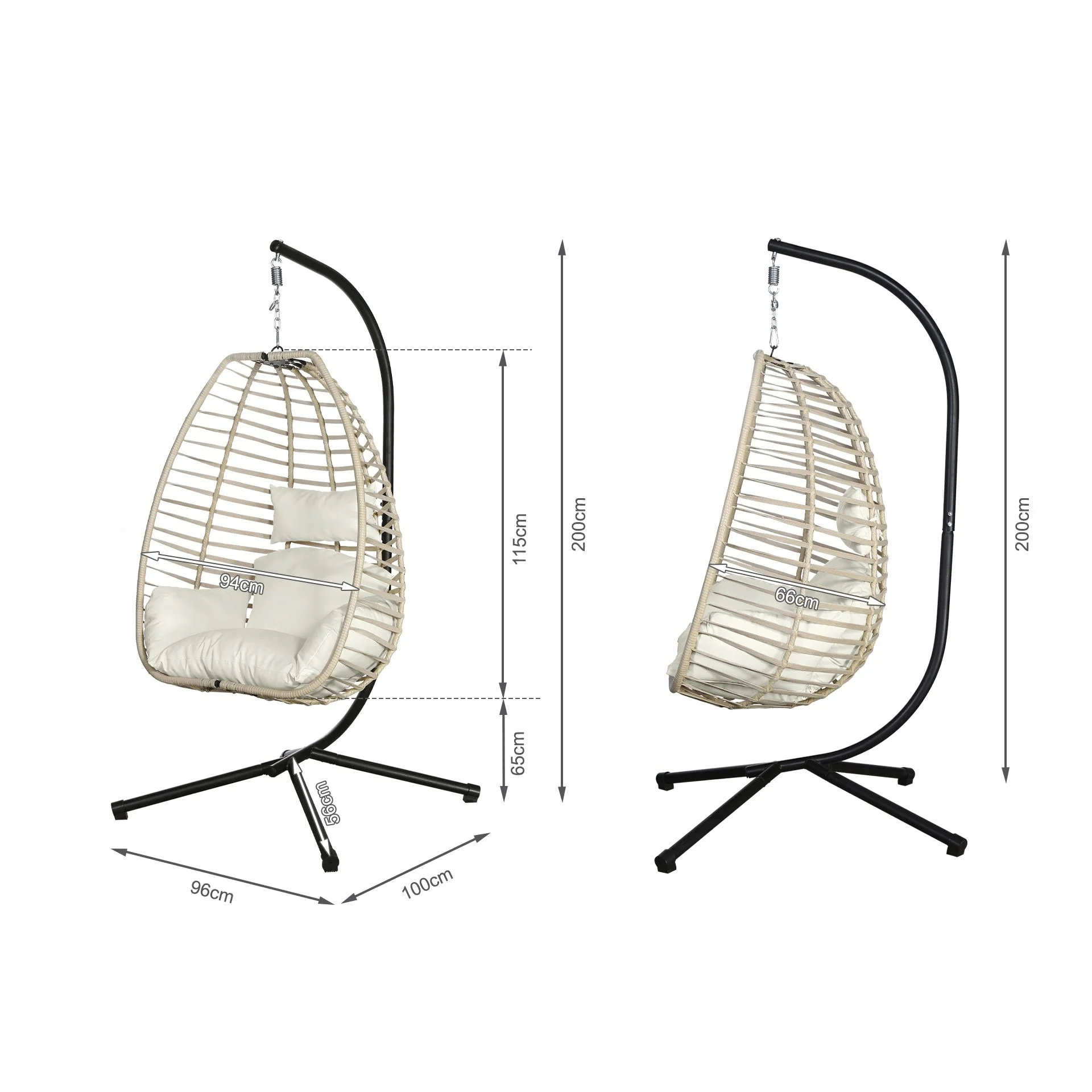 Aegina Outdoor Hanging Egg Chair - Natural + Cream - Image 7