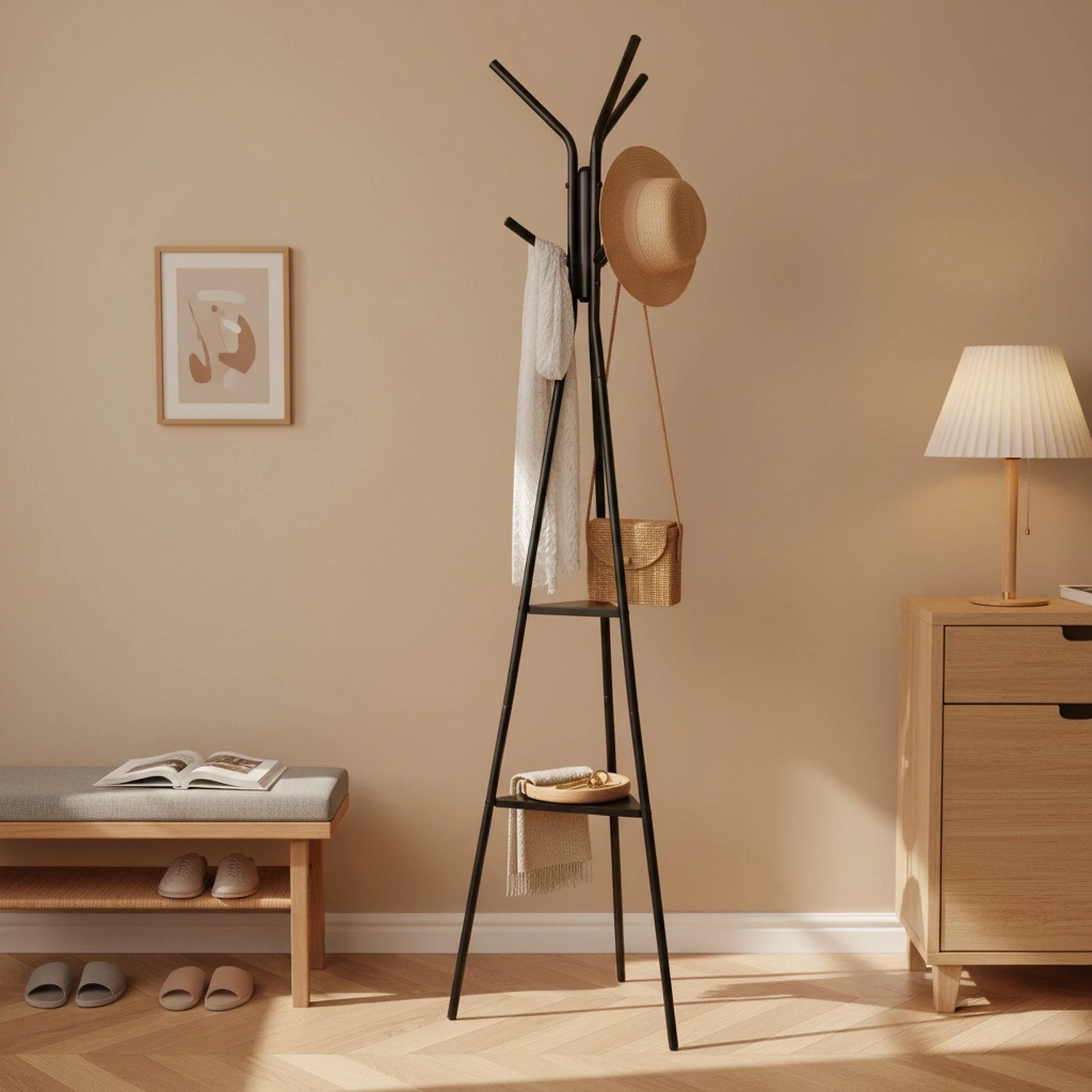 Aero Coat Rack with Storage Shelves - Black - Image 3