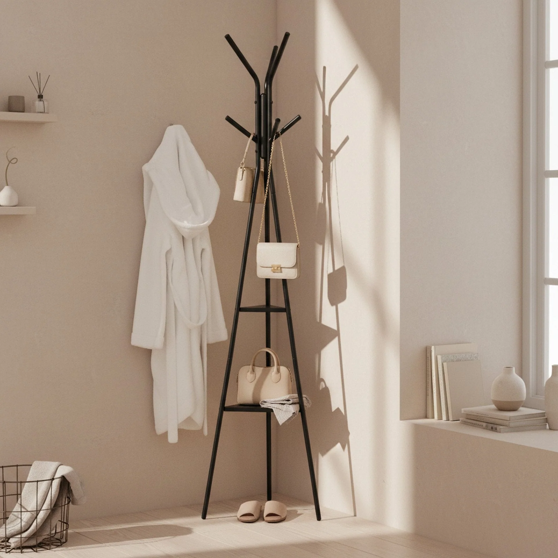 Aero Coat Rack with Storage Shelves - Black - Image 5