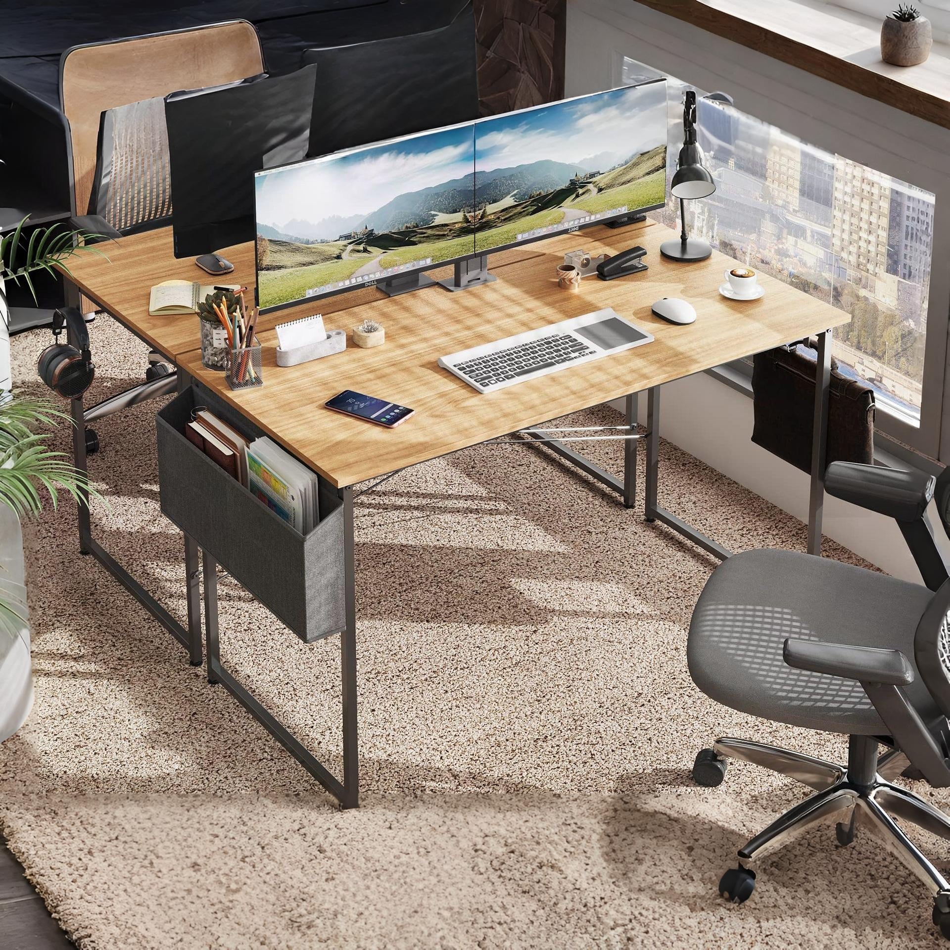 Aidan 120cm Computer Desk with Storage Bag - Natural - Image 3