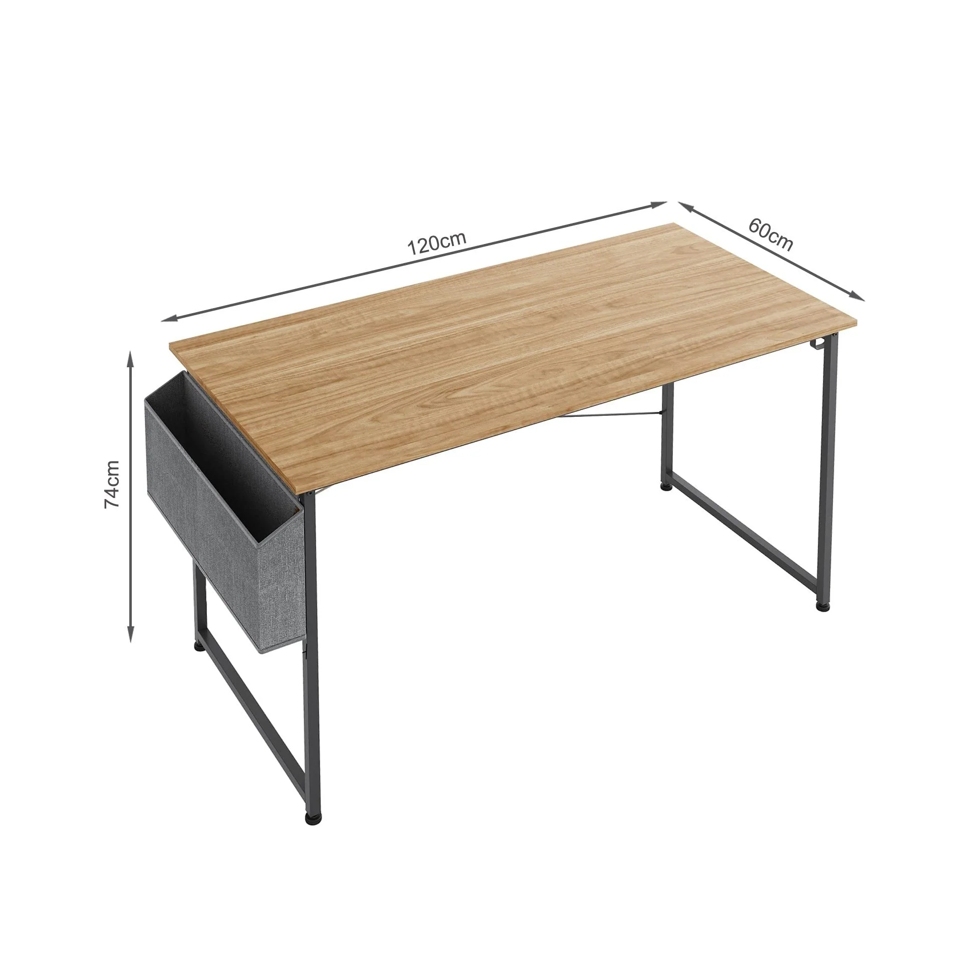 Aidan 120cm Computer Desk with Storage Bag - Natural - Image 8