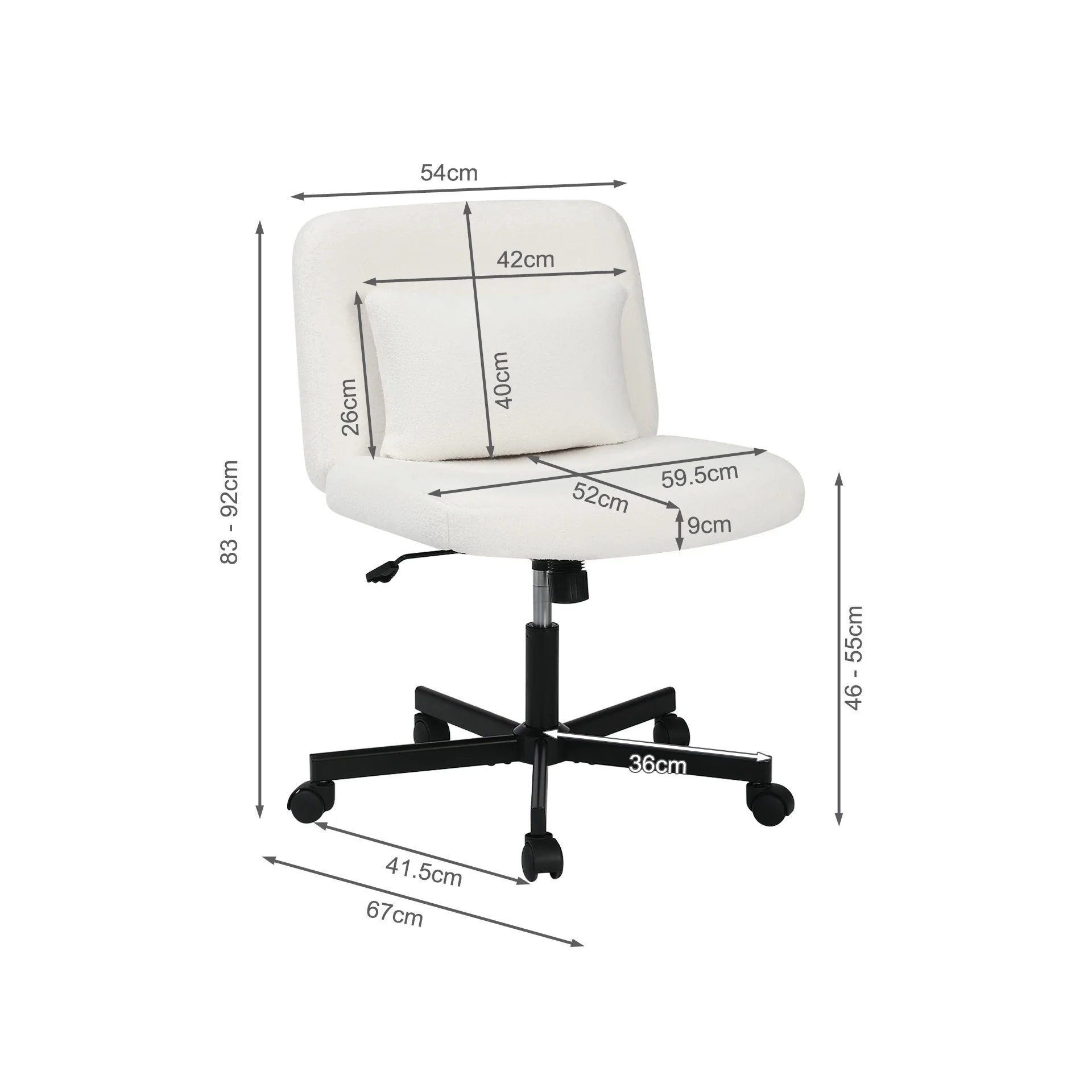 Aiden Swivel Office Chair with Lumbar Cushion - White - Image 10