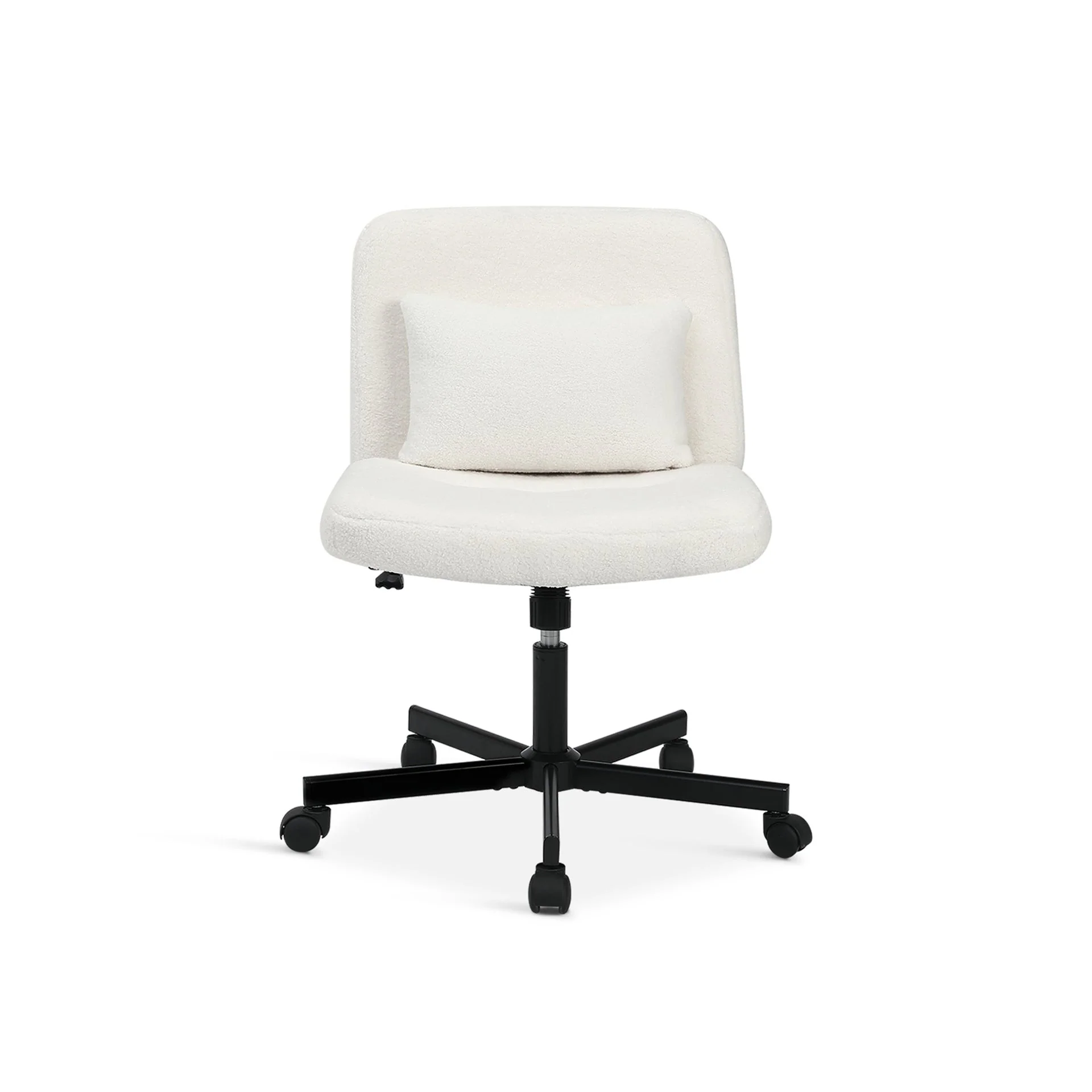 Aiden Swivel Office Chair with Lumbar Cushion - White - Image 4