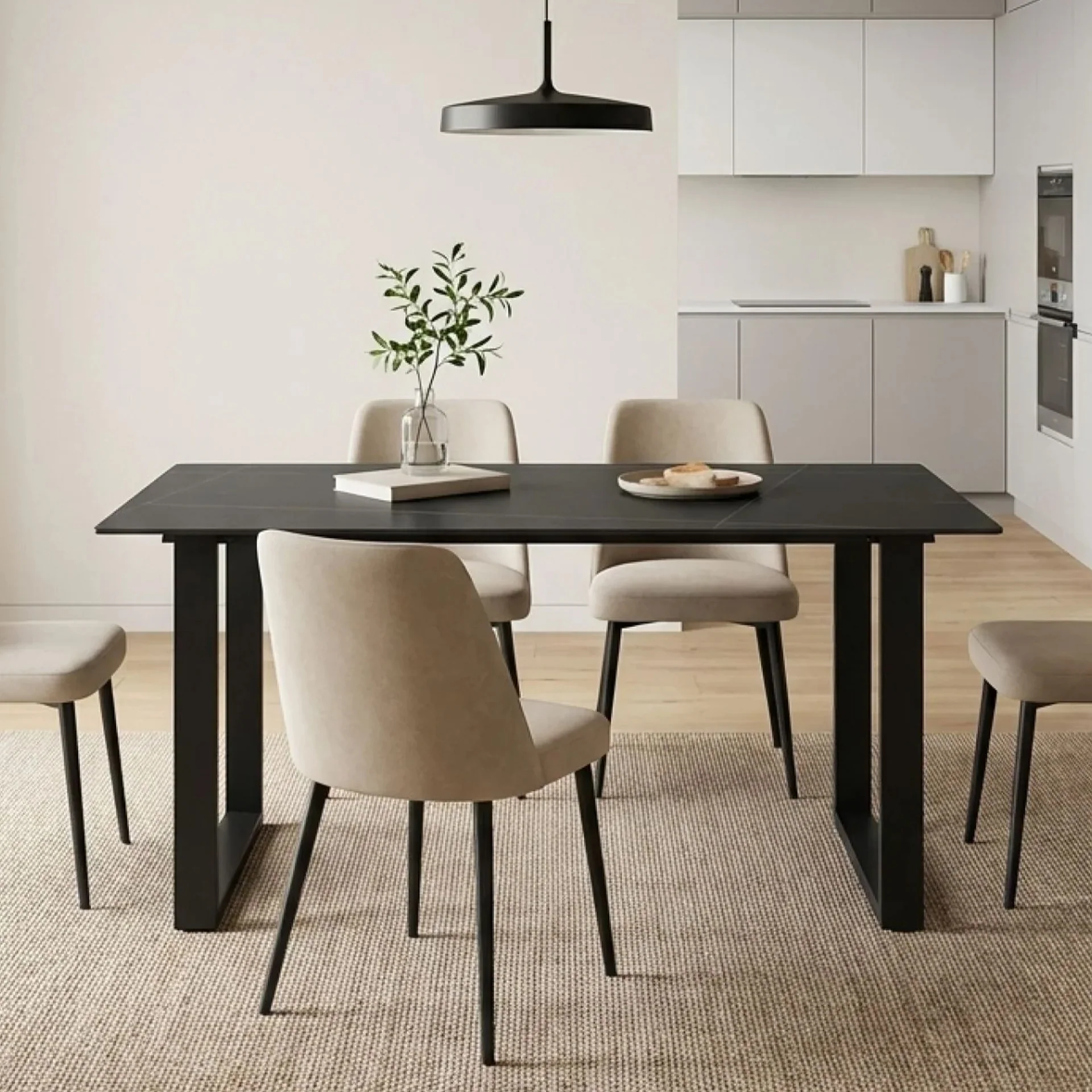 Ainsley Ceramic Dining Table 140 x 90cm - Golden Black