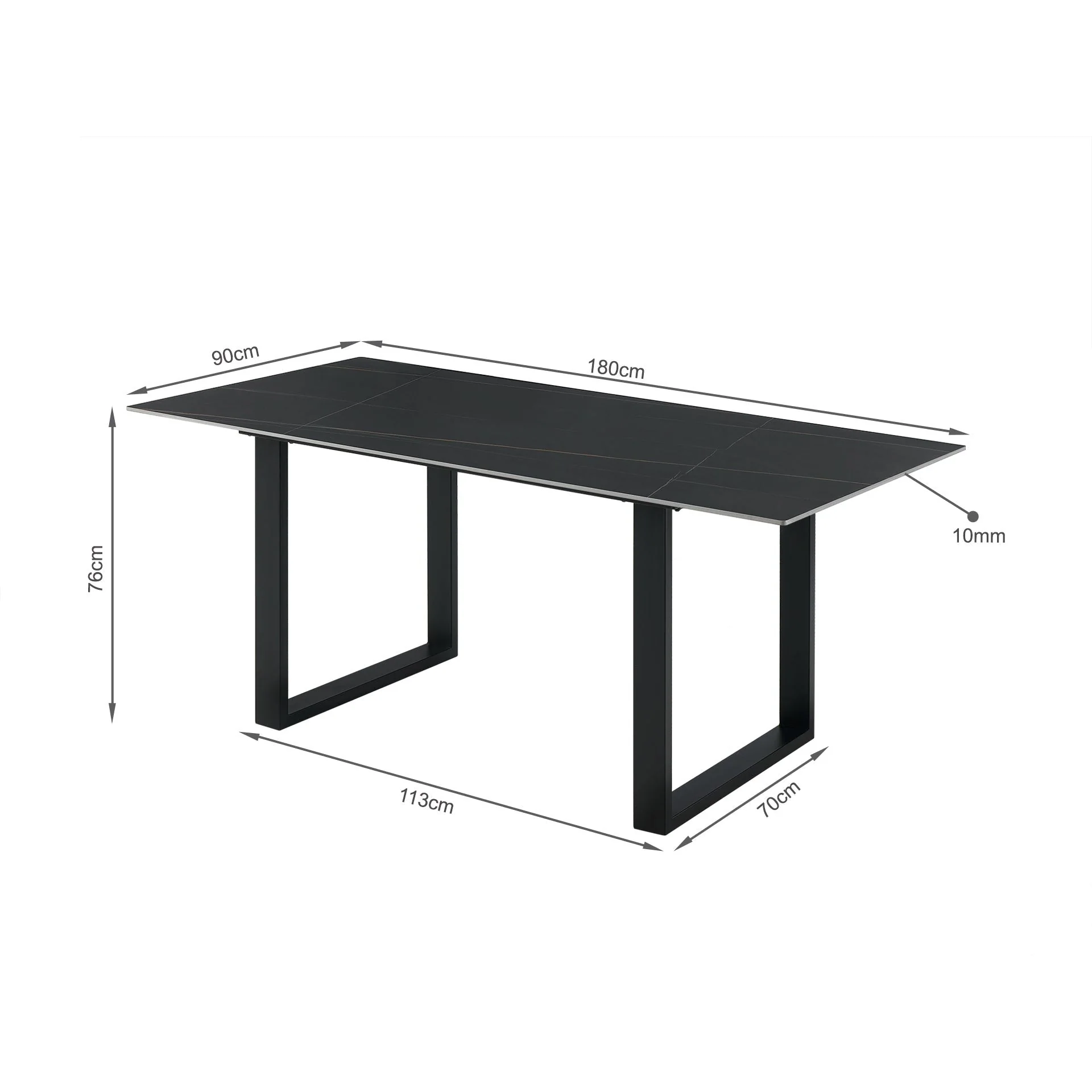 Ainsley Ceramic Dining Table 180 x 90cm - Golden Black - Image 10