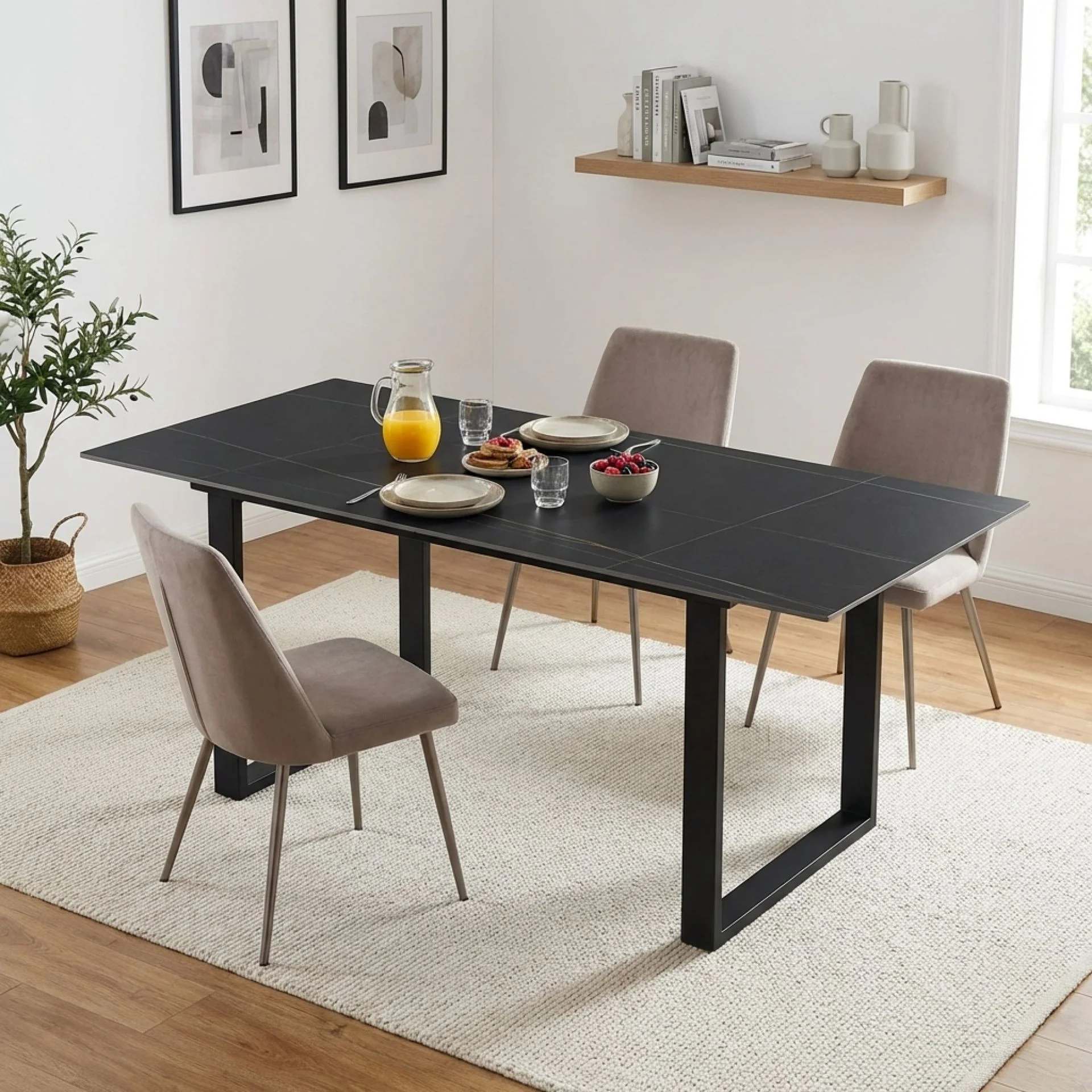 Ainsley Ceramic Dining Table 180 x 90cm - Golden Black - Image 4