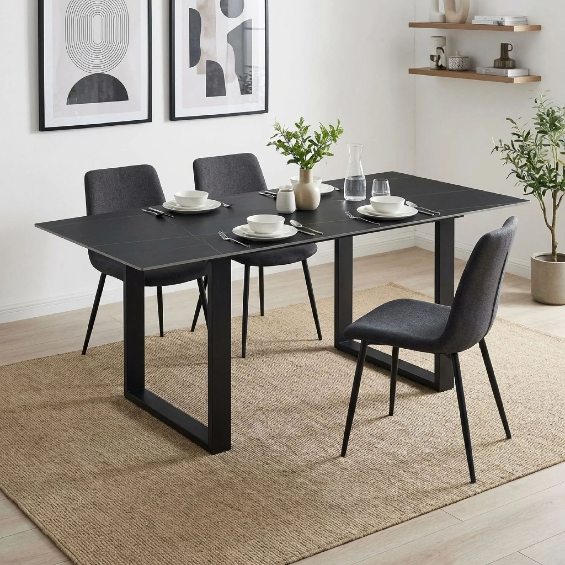 Ainsley Ceramic Dining Table 180 x 90cm - Golden Black - Image 5