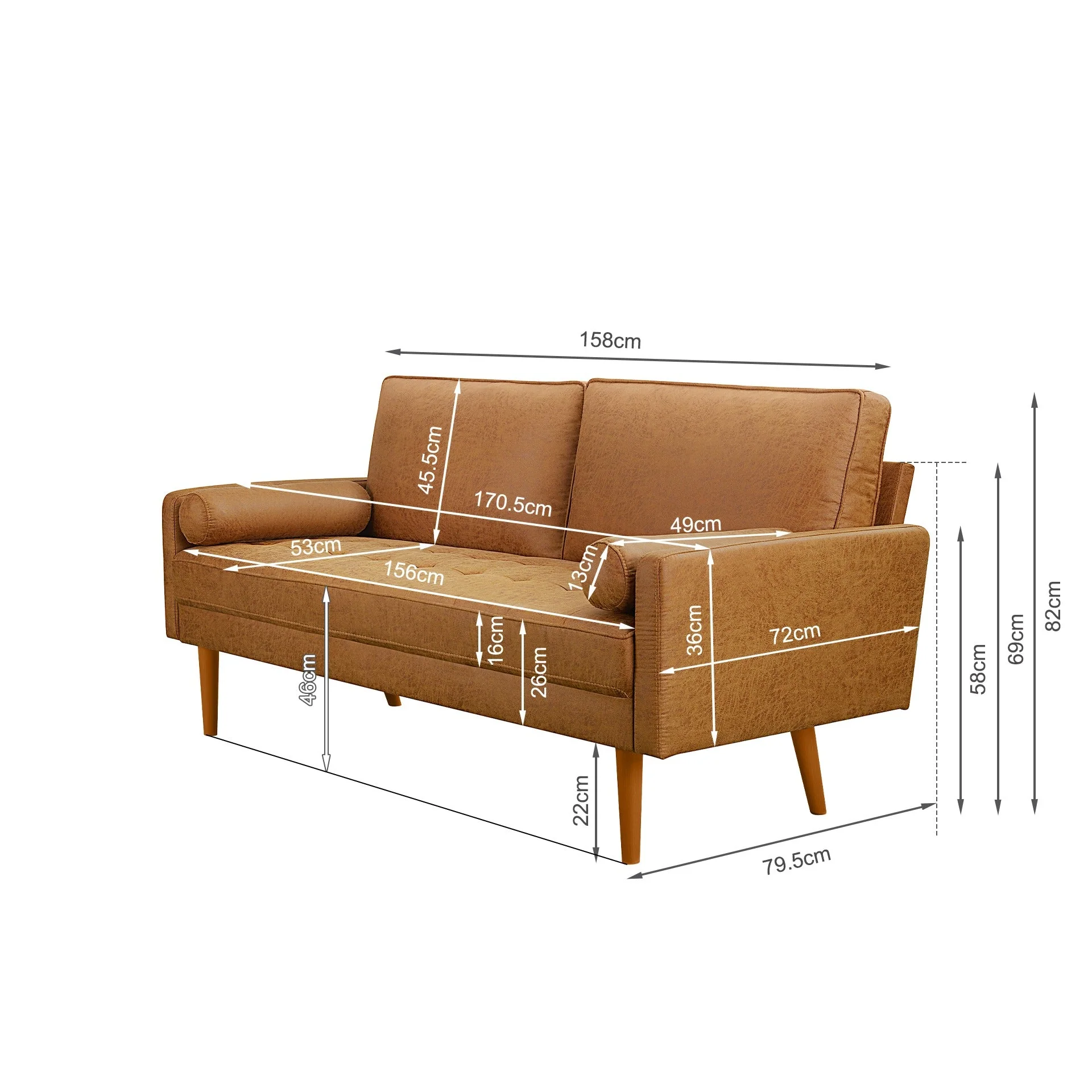 Alaina 3 Seater Sofa - Brown - Image 15