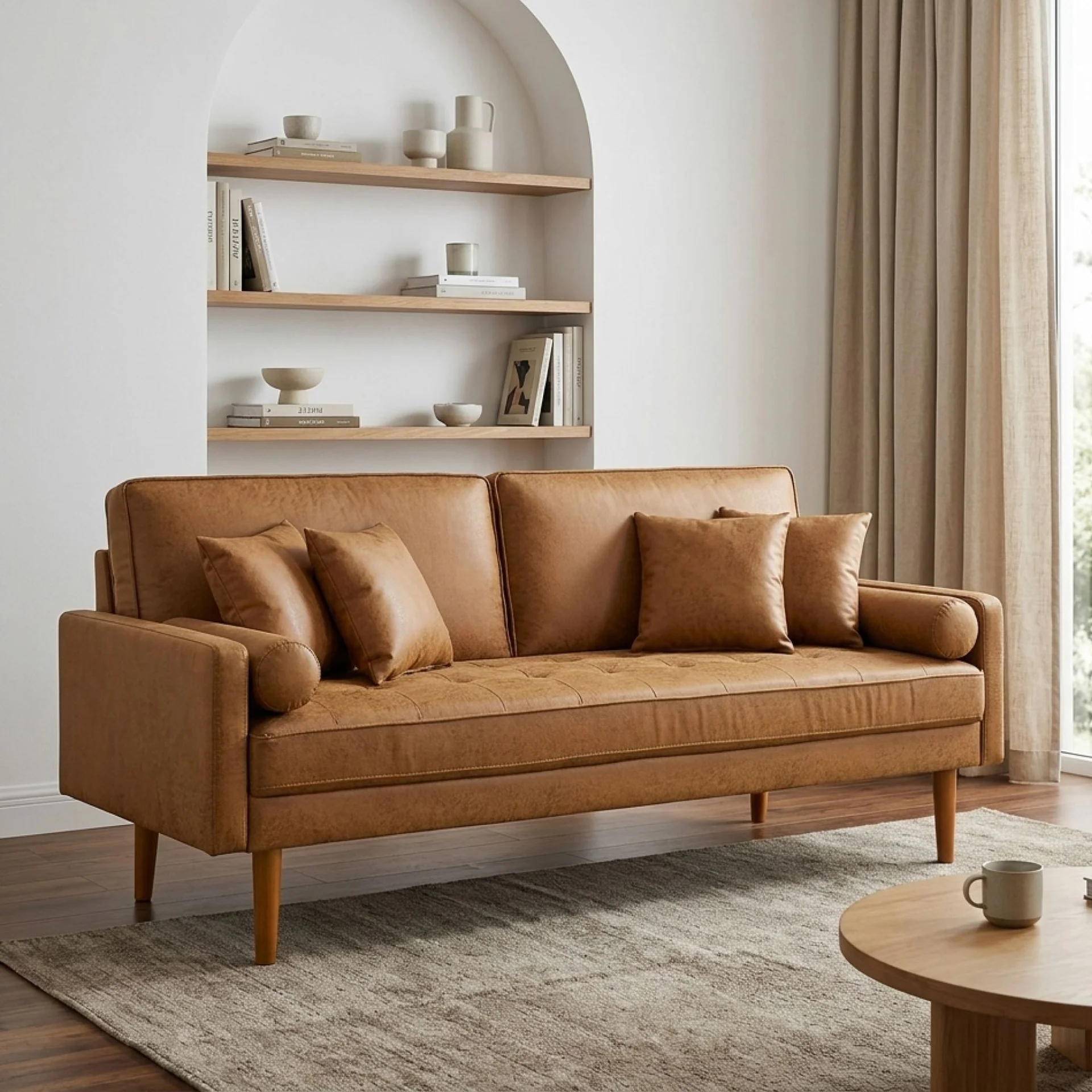Alaina 3 Seater Sofa - Brown - Image 3