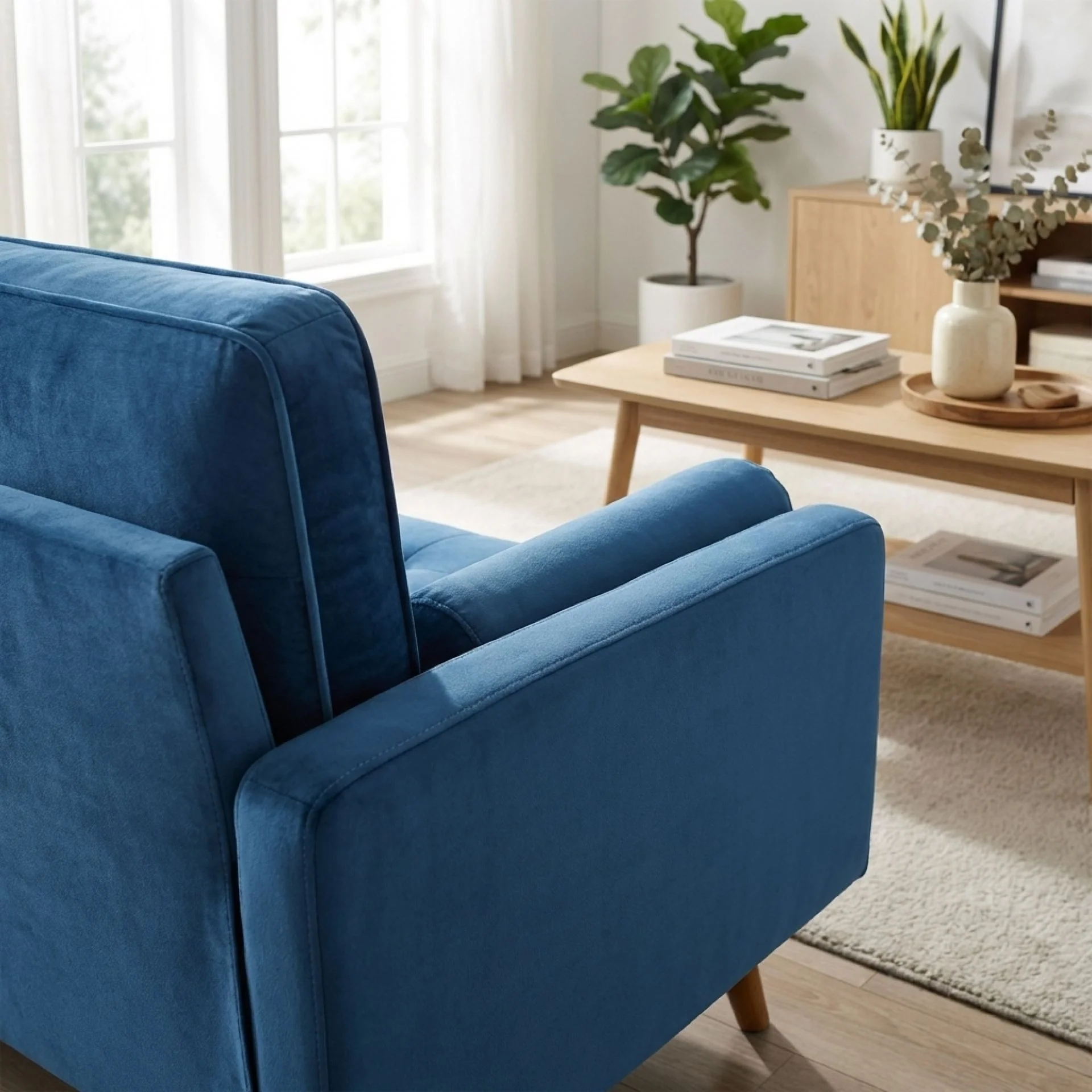Alaina Velvet 2 Seater Sofa - Blue - Image 5