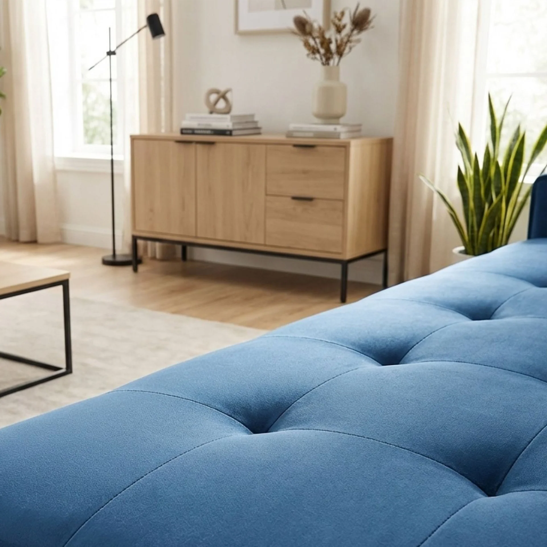 Alaina Velvet 2 Seater Sofa - Blue - Image 6