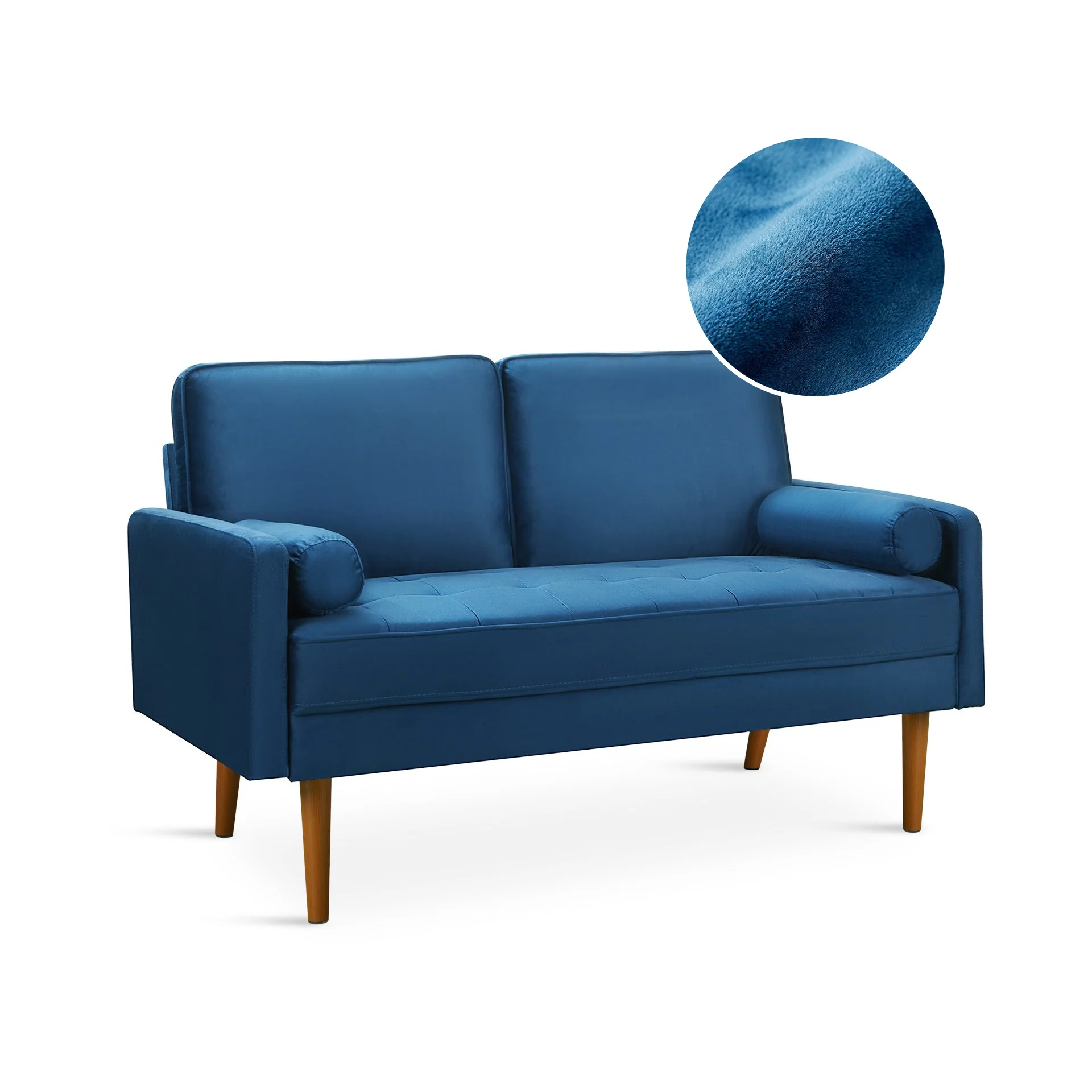 Alaina Velvet 2 Seater Sofa - Blue - Image 7