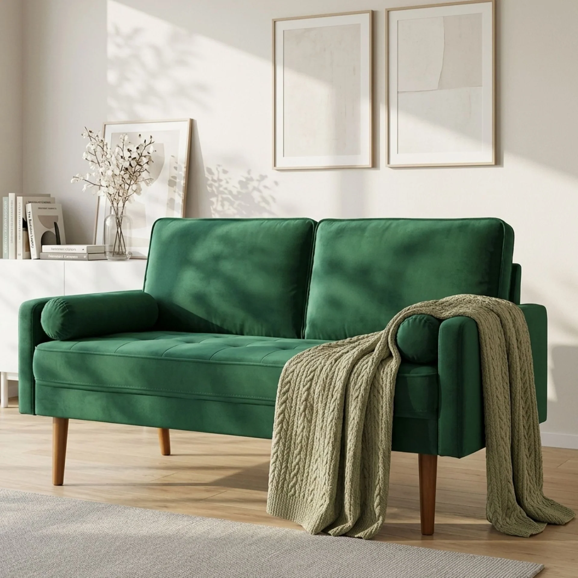 Alaina Velvet 2 Seater Sofa - Green - Image 3
