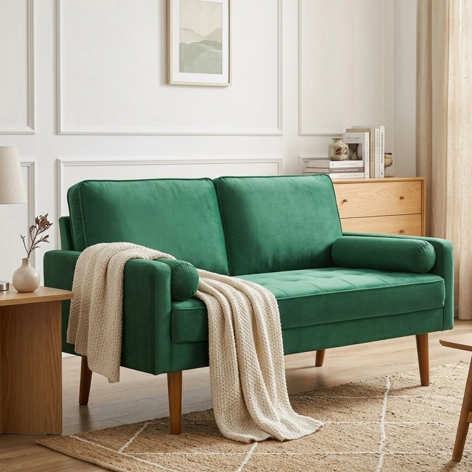 Alaina Velvet 2 Seater Sofa - Green - Image 4