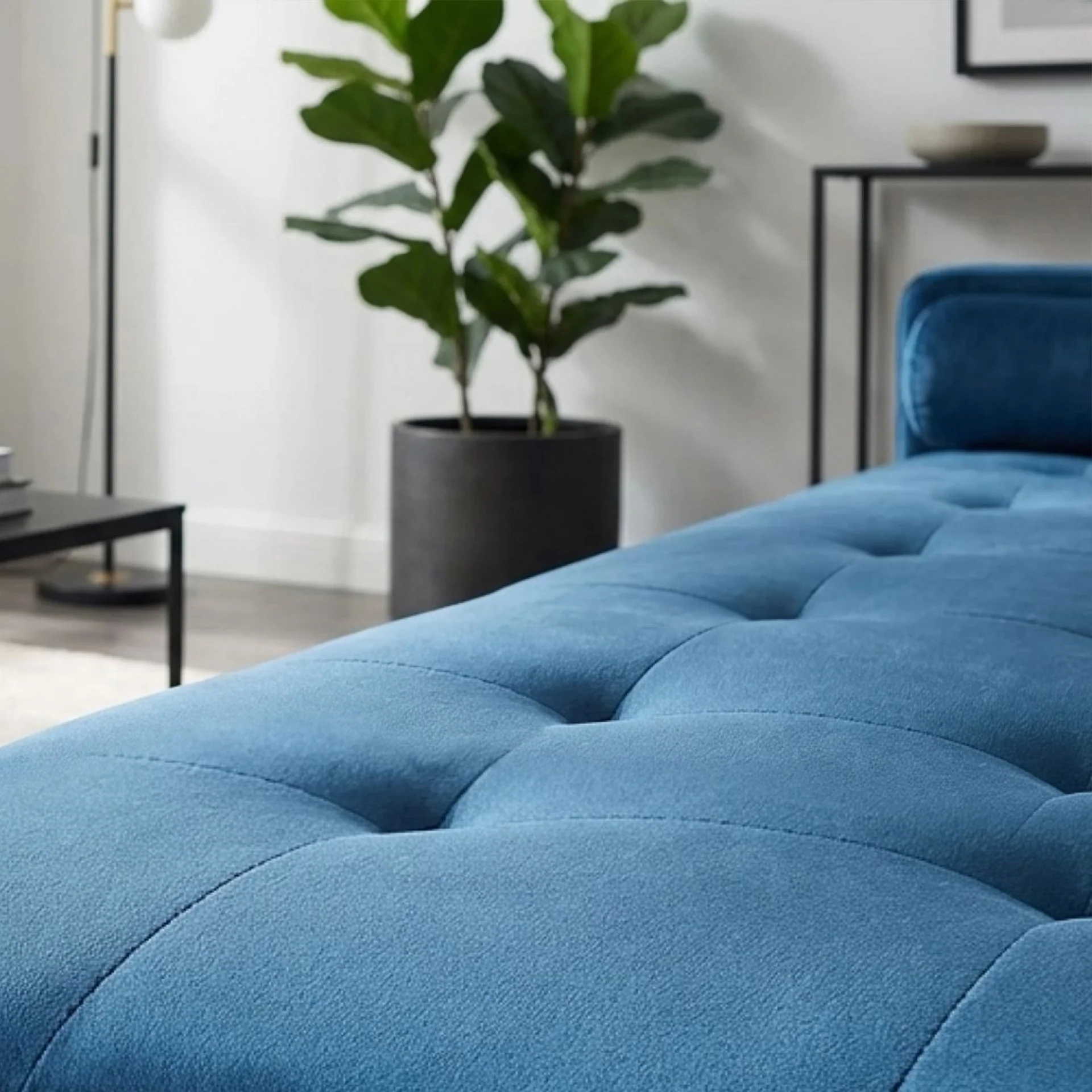 Alaina Velvet 3 Seater Sofa - Blue - Image 6