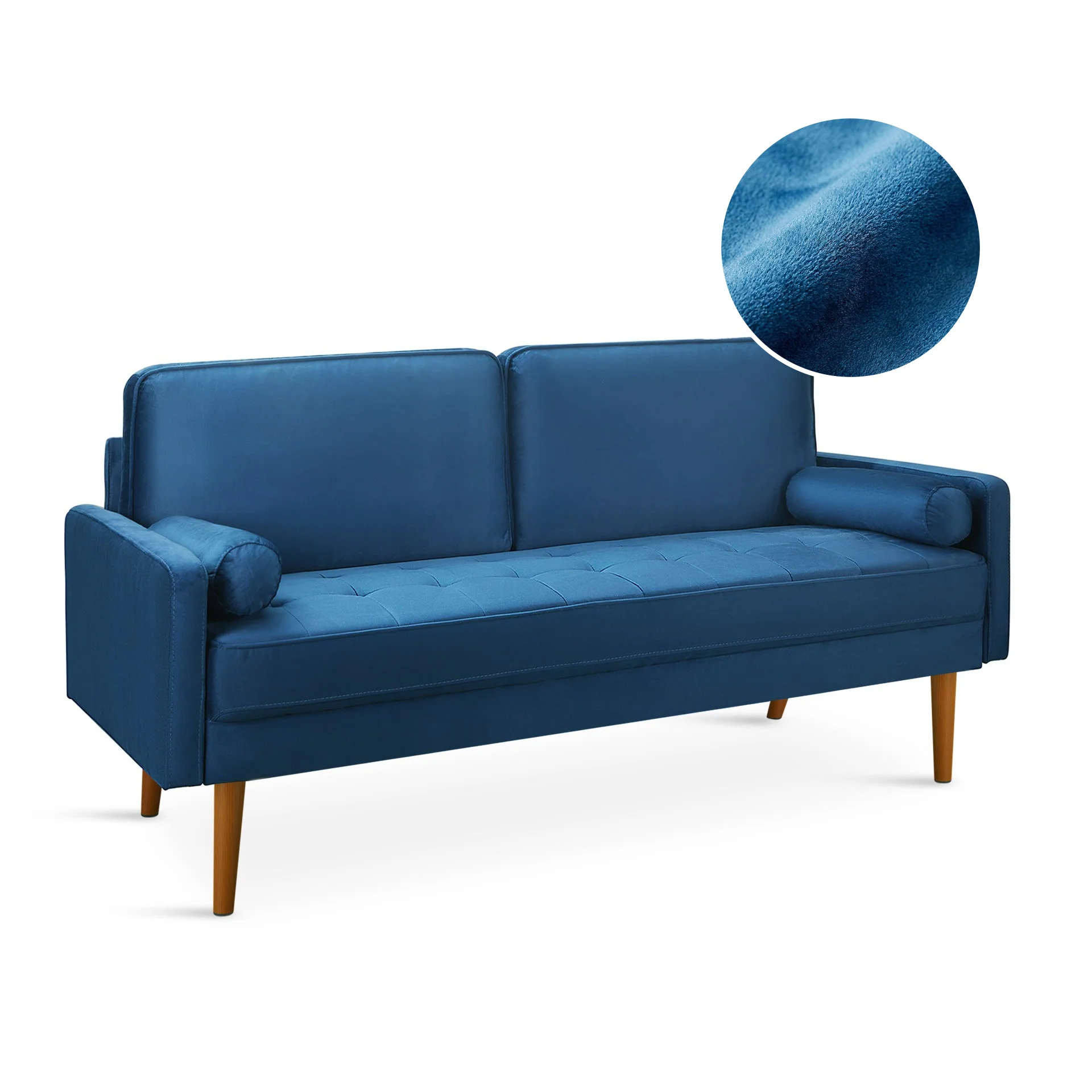 Alaina Velvet 3 Seater Sofa - Blue - Image 7