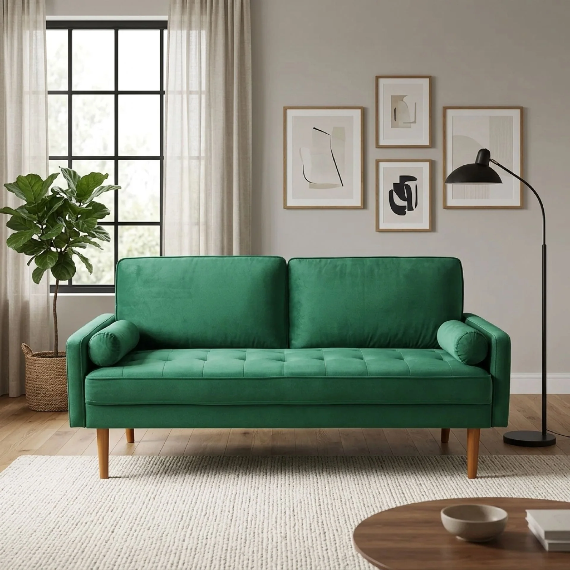 Alaina Velvet 3 Seater Sofa - Green - Image 5