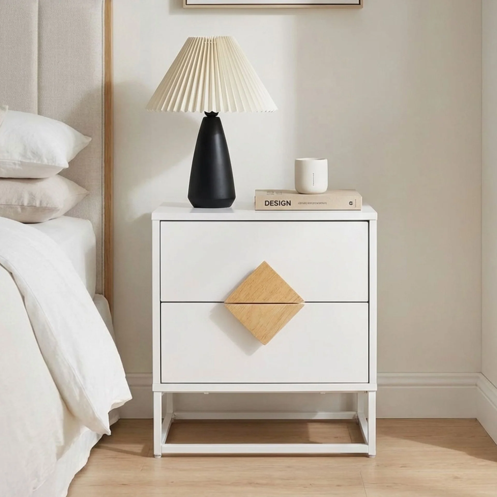 Alaska Wooden Bedside Table - White - Image 3