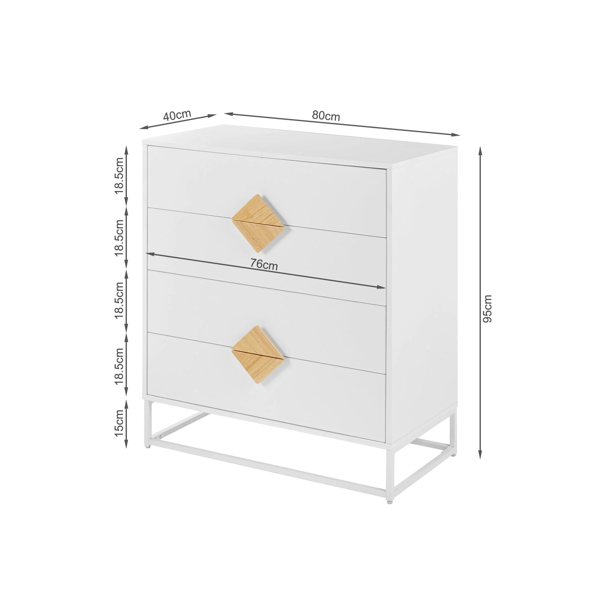 Alaska Wooden Tallboy 4 Drawers - White - Image 10