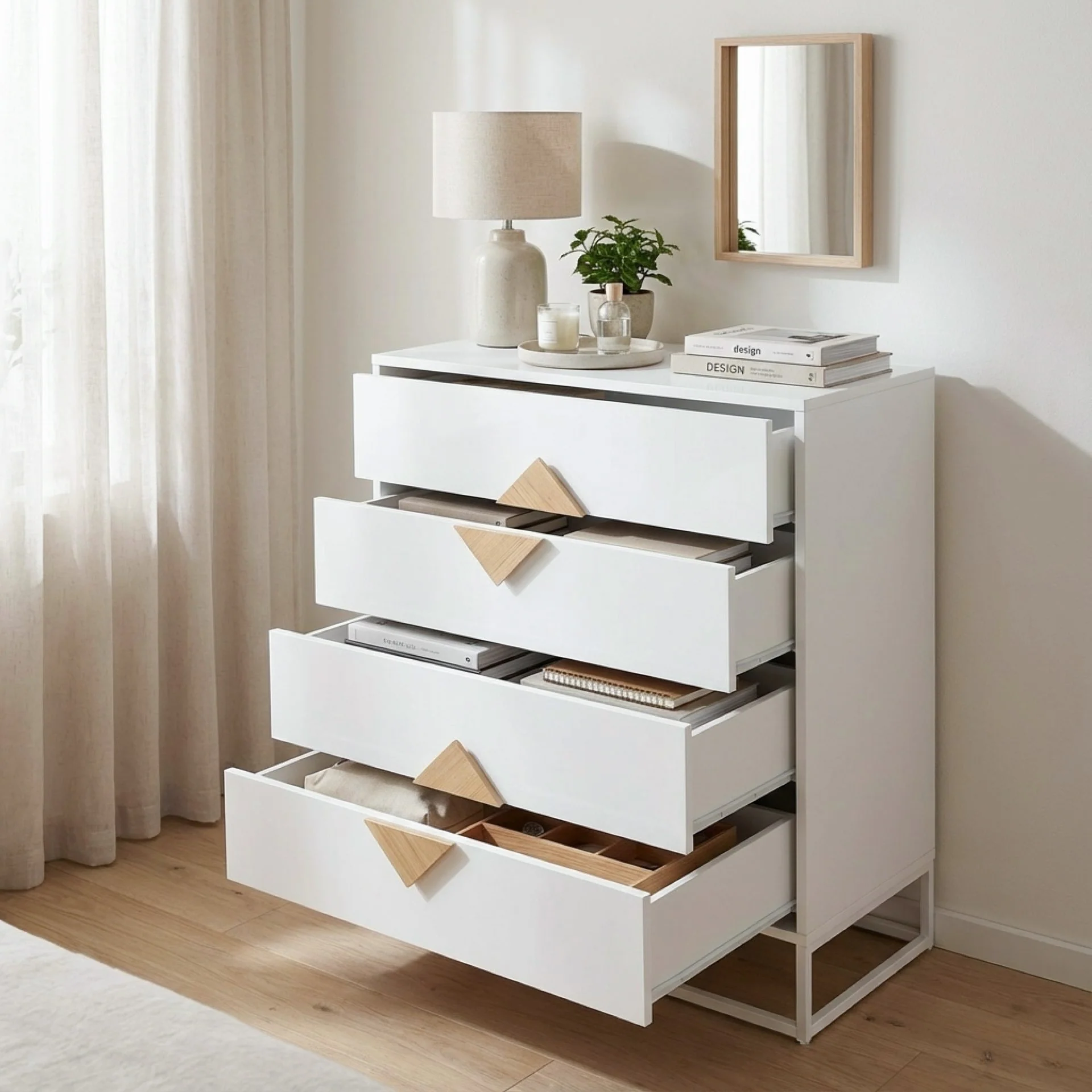 Alaska Wooden Tallboy 4 Drawers - White - Image 2