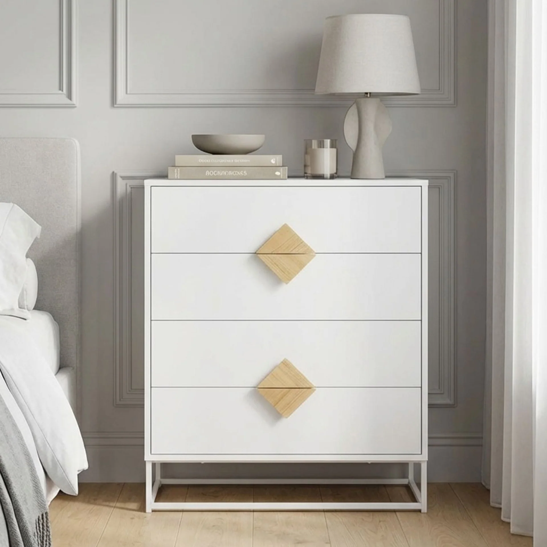 Alaska Wooden Tallboy 4 Drawers - White - Image 3