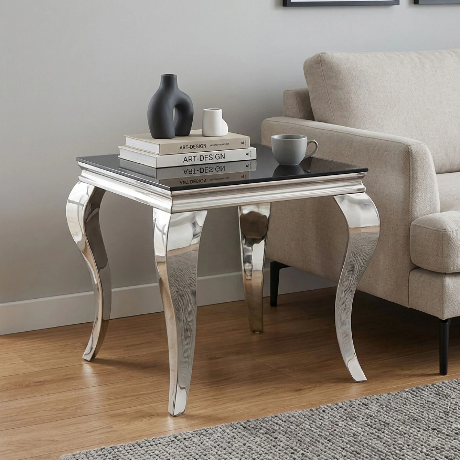 Alba Tempered Glass Side Table - Black - Image 2