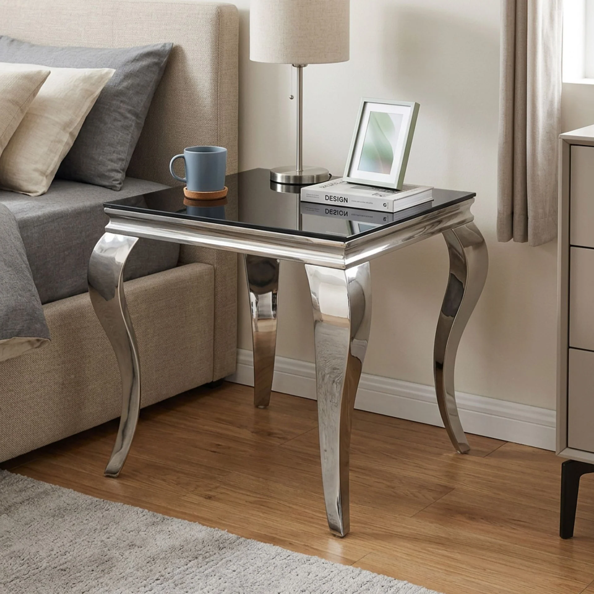 Alba Tempered Glass Side Table - Black - Image 3