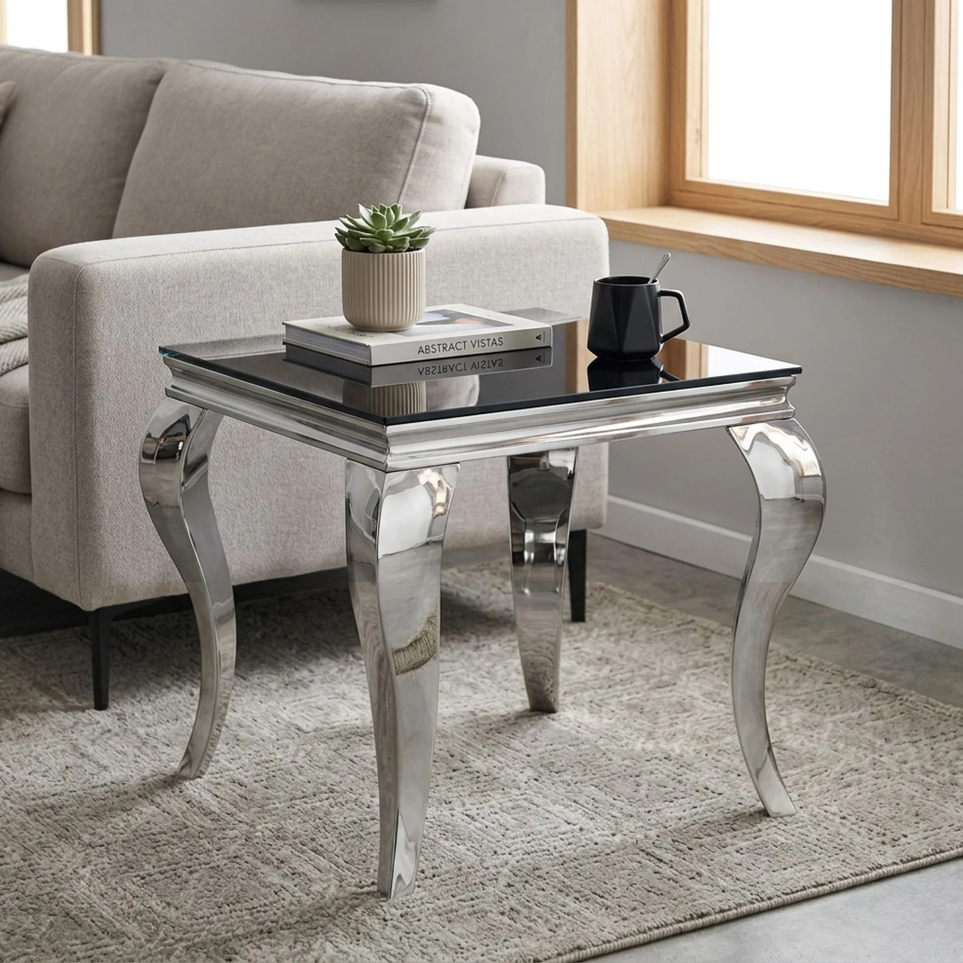 Alba Tempered Glass Side Table - Black - Image 4