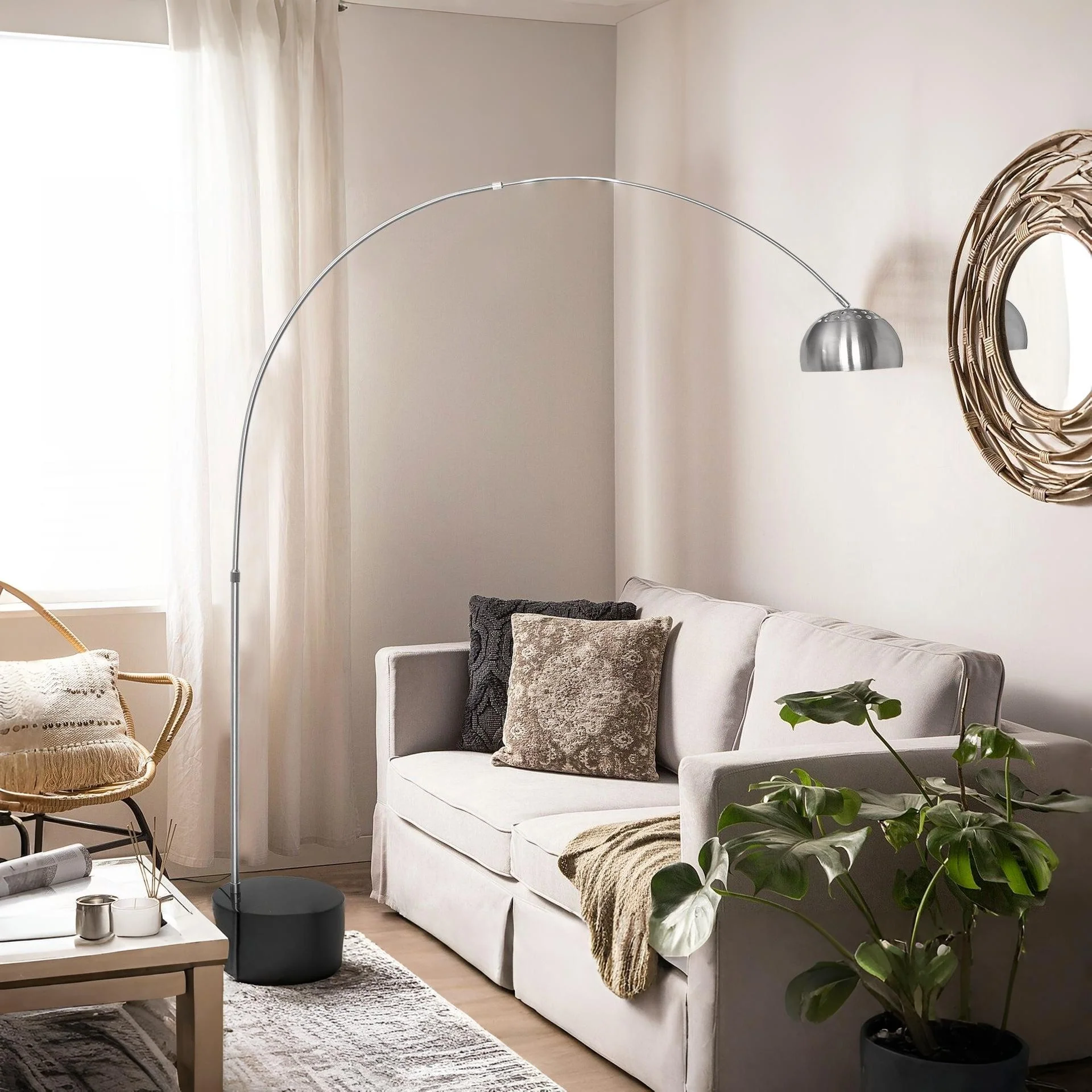Alden Arched Floor Lamp - Silver