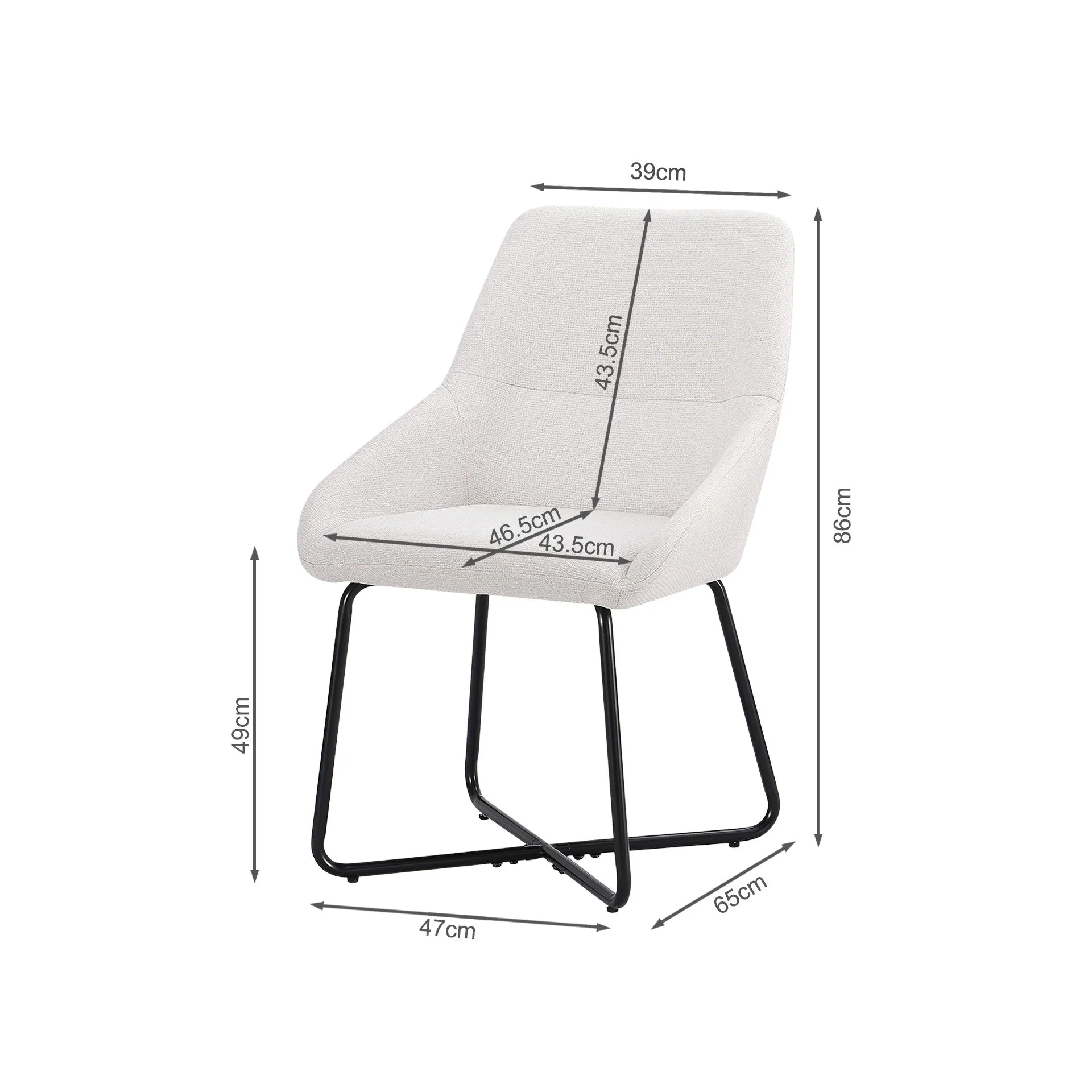 Alena Dining Chair - Set of 2 - Beige + Black - Image 11