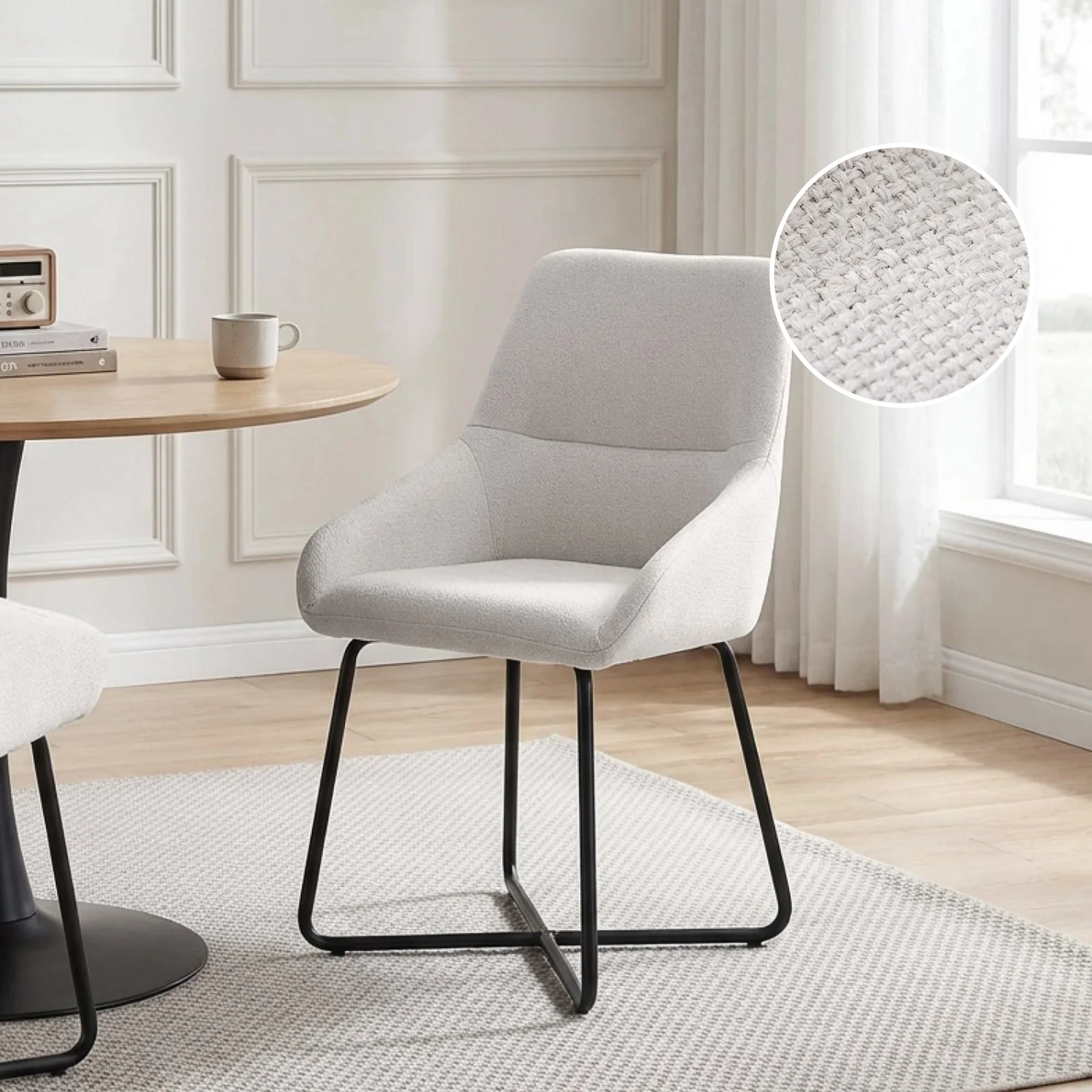 Alena Dining Chair - Set of 2 - Beige + Black - Image 2