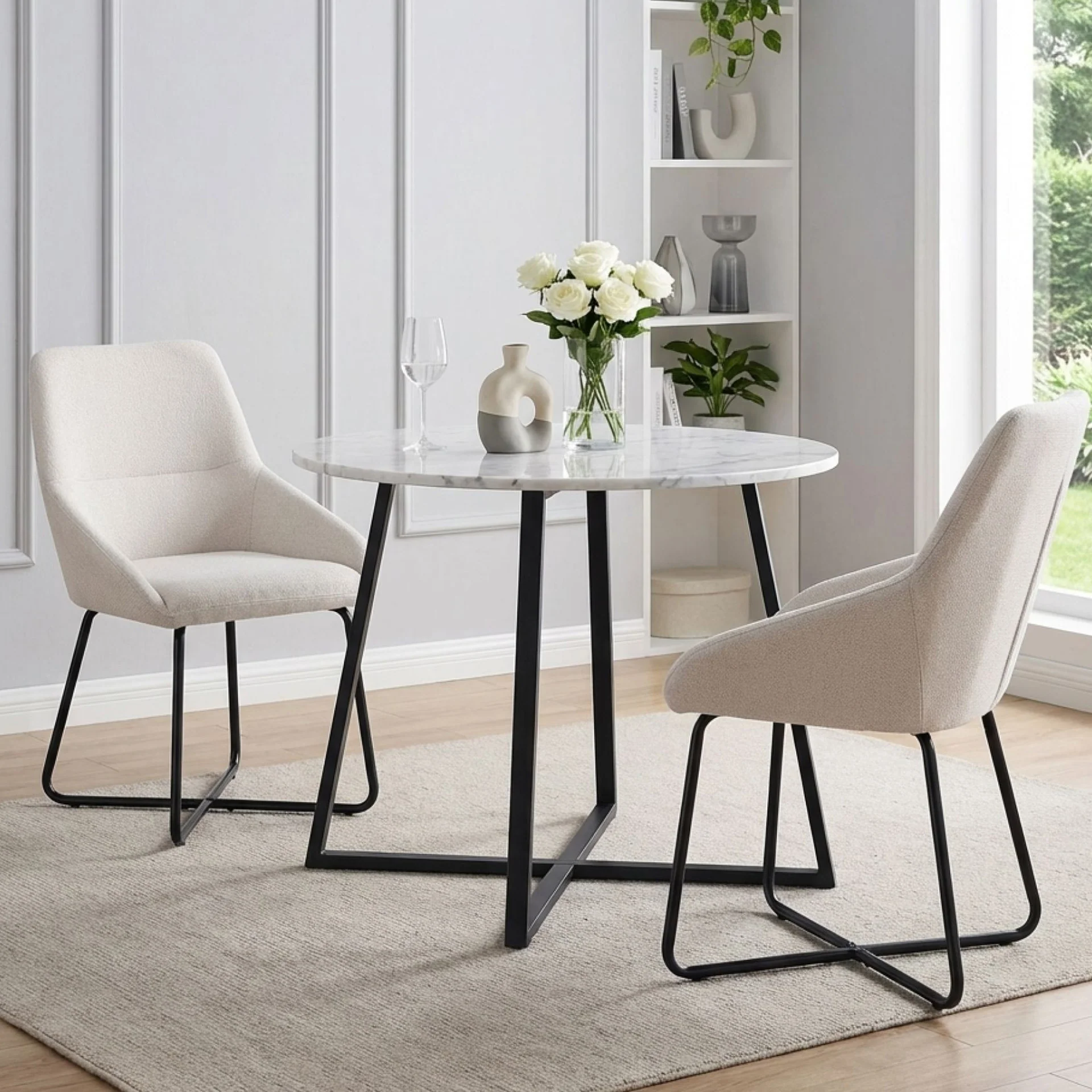Alena Dining Chair - Set of 2 - Beige + Black - Image 3