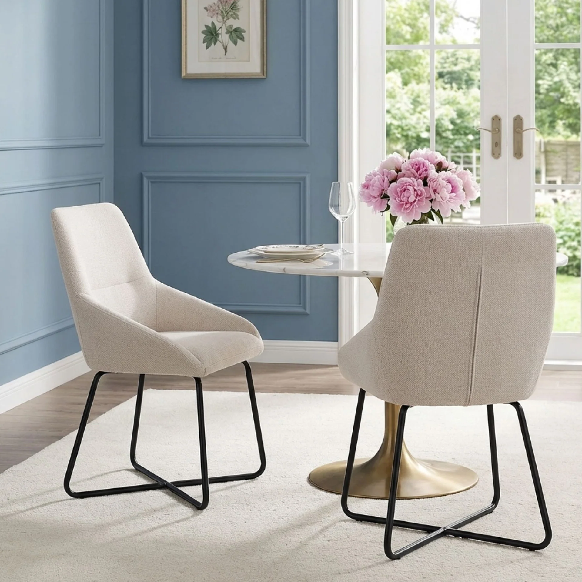 Alena Dining Chair - Set of 2 - Beige + Black - Image 5