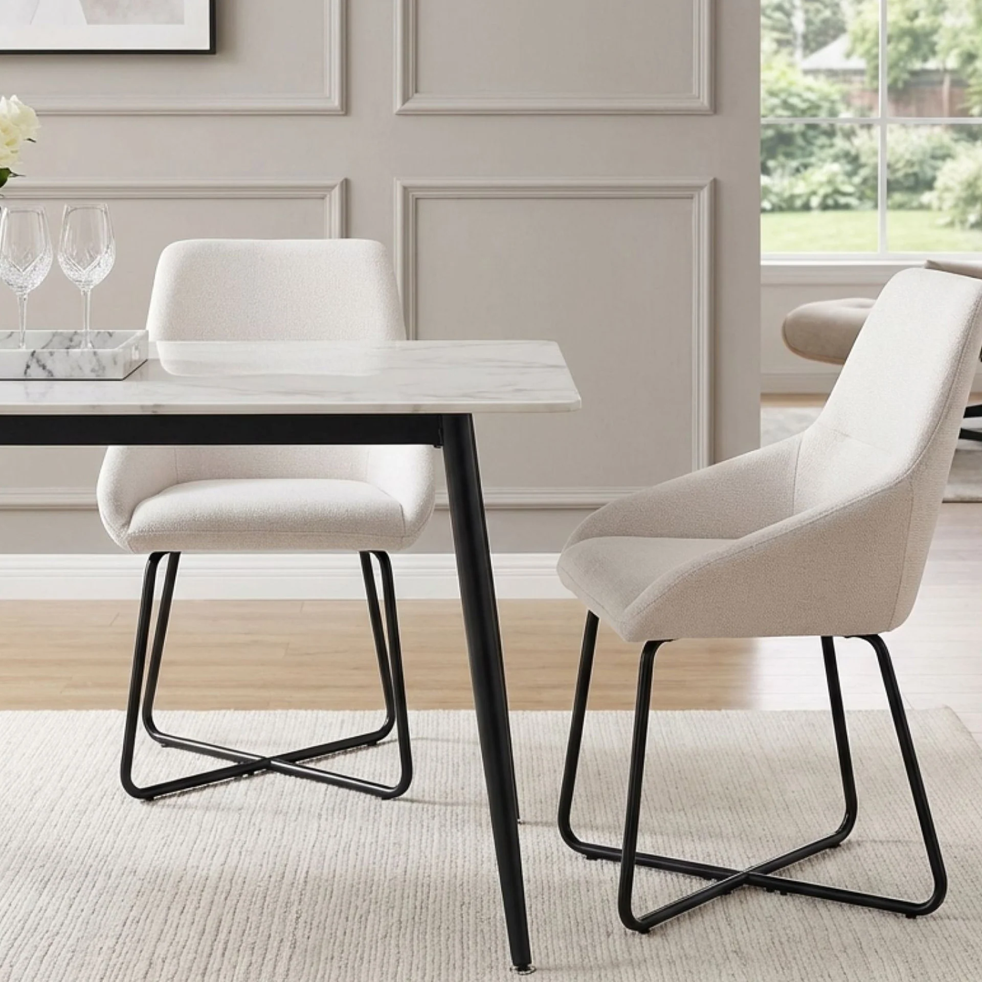 Alena Dining Chair - Set of 2 - Beige + Black - Image 6