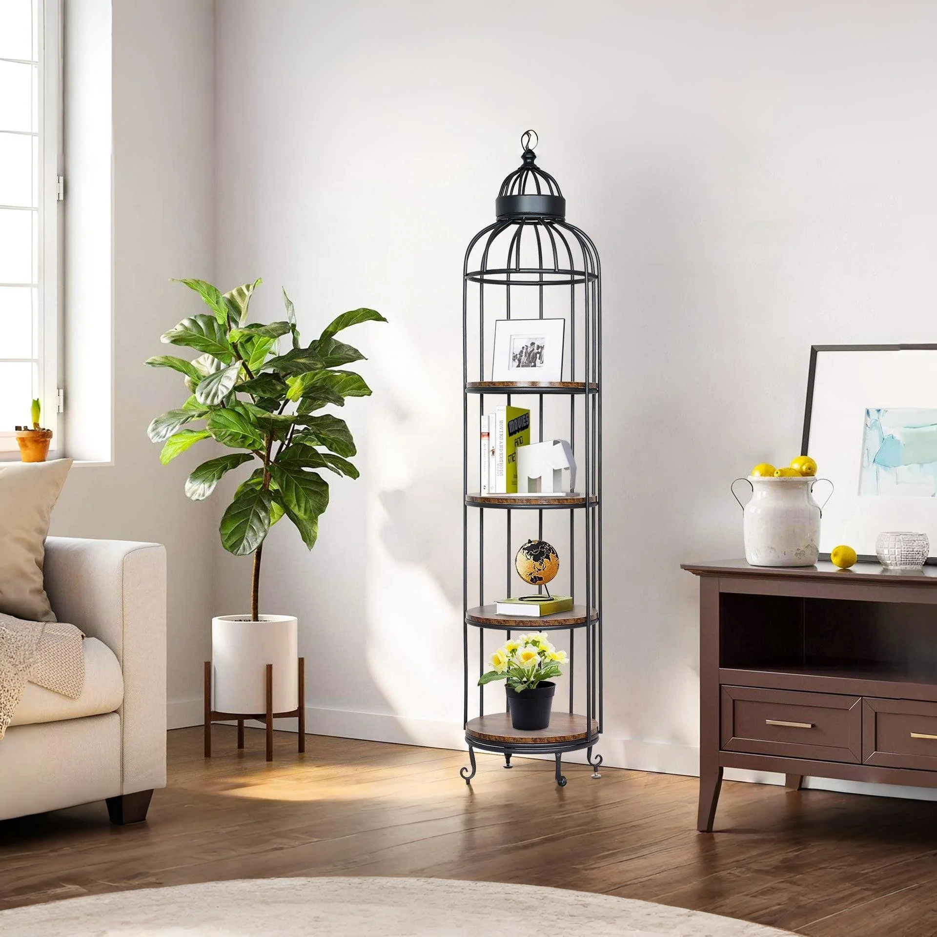 Alesa Birdcage 4 Tier Storage Shelf - Black