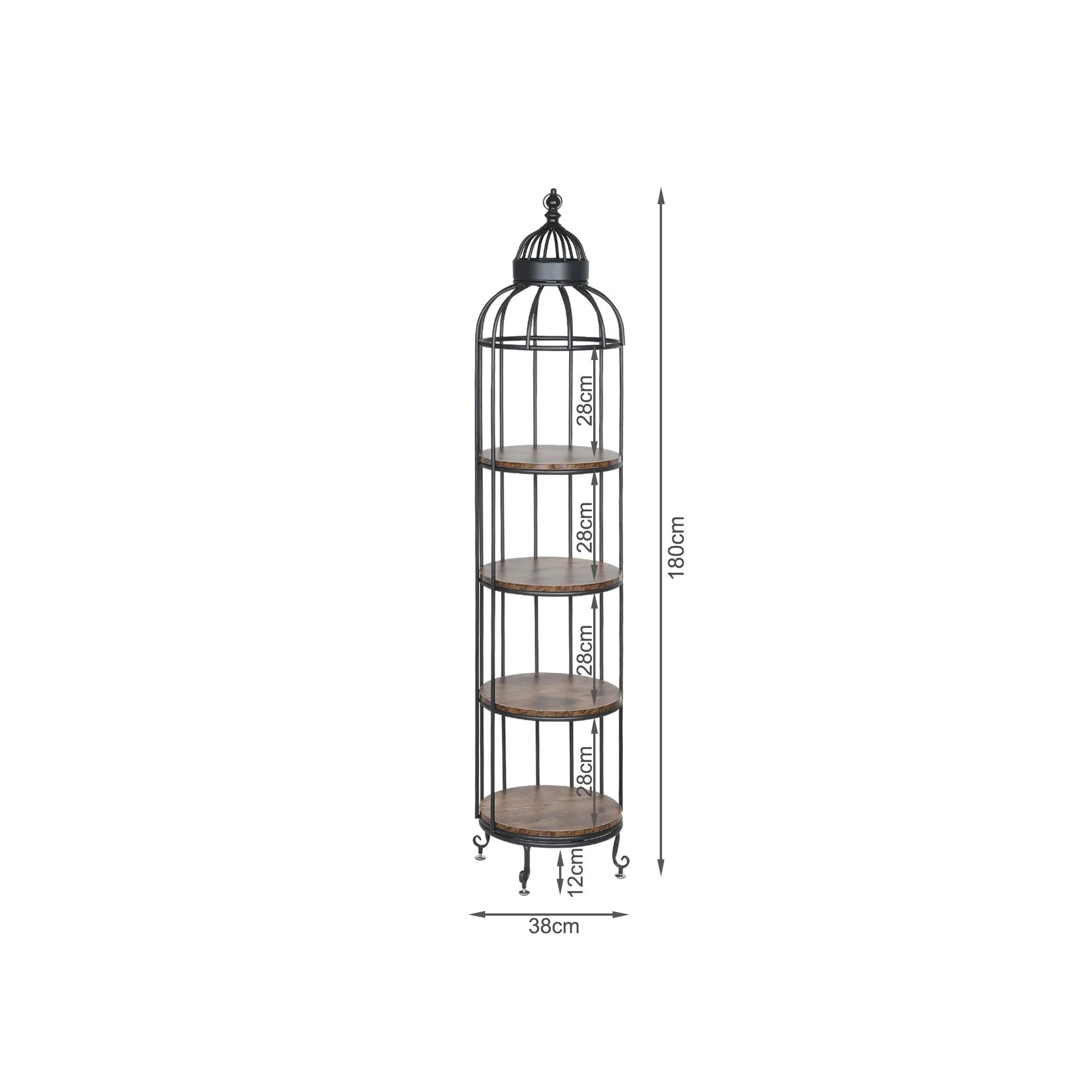 Alesa Birdcage 4 Tier Storage Shelf - Black - Image 7