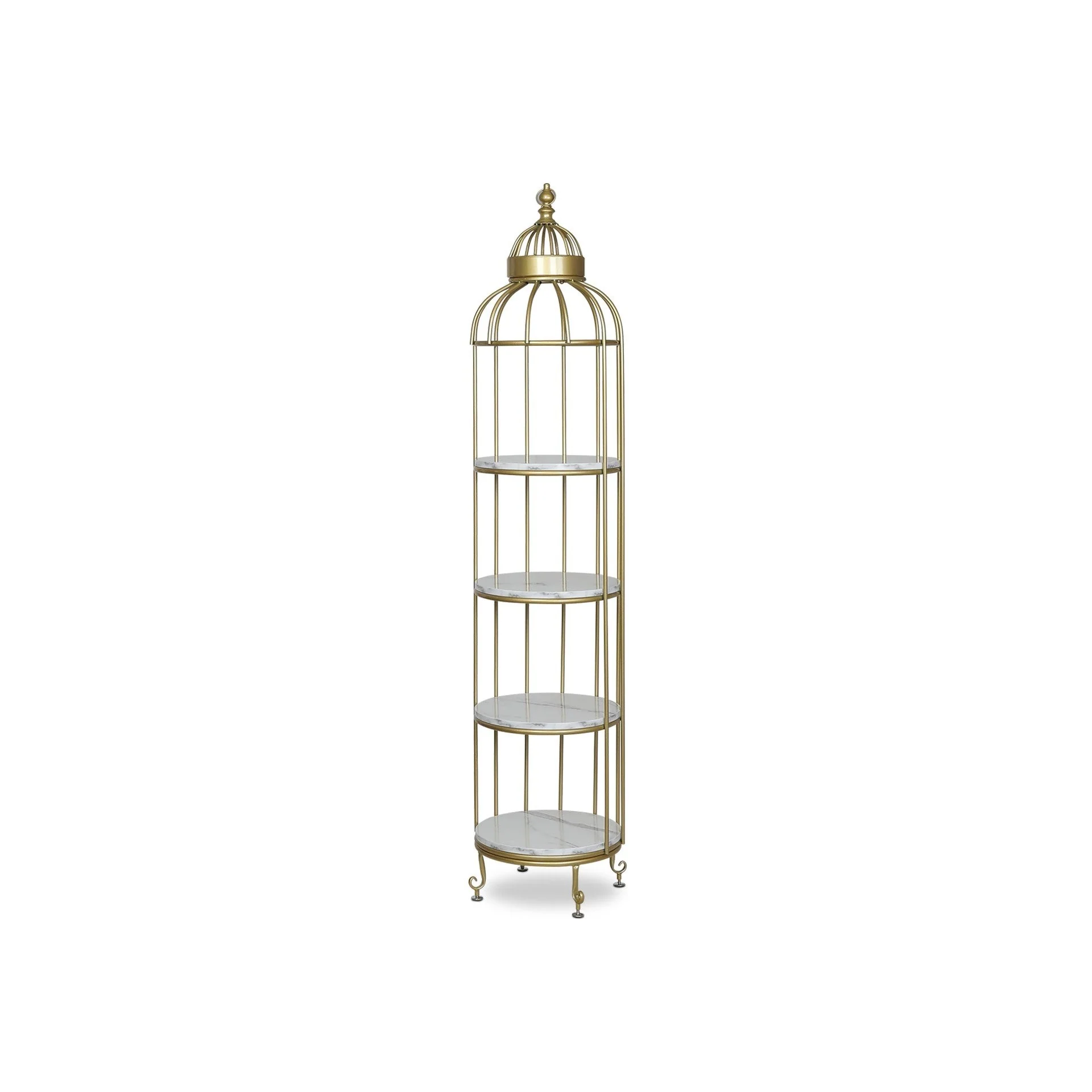 Alesa Birdcage 4 Tier Storage Shelf - Golden - Image 2