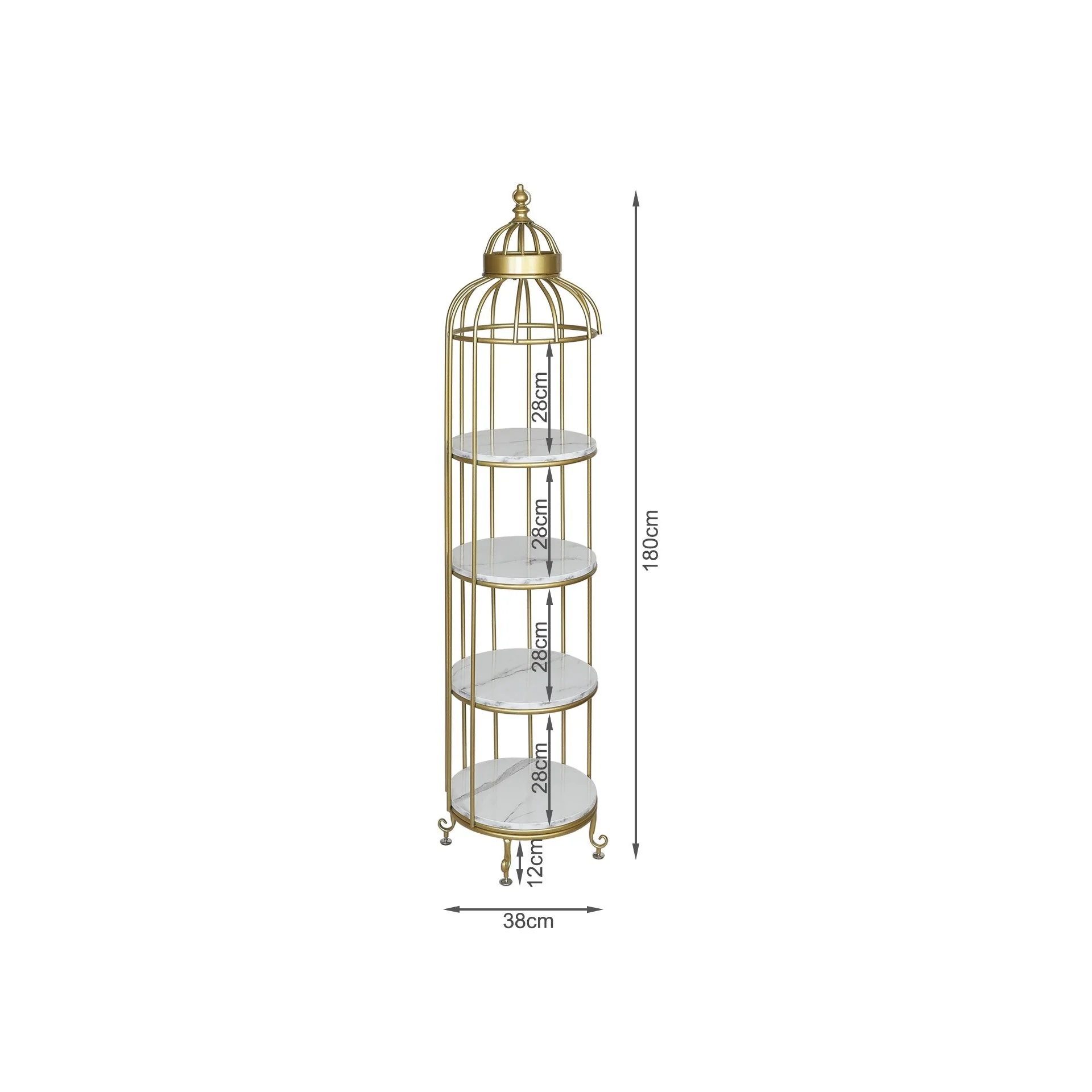 Alesa Birdcage 4 Tier Storage Shelf - Golden - Image 7