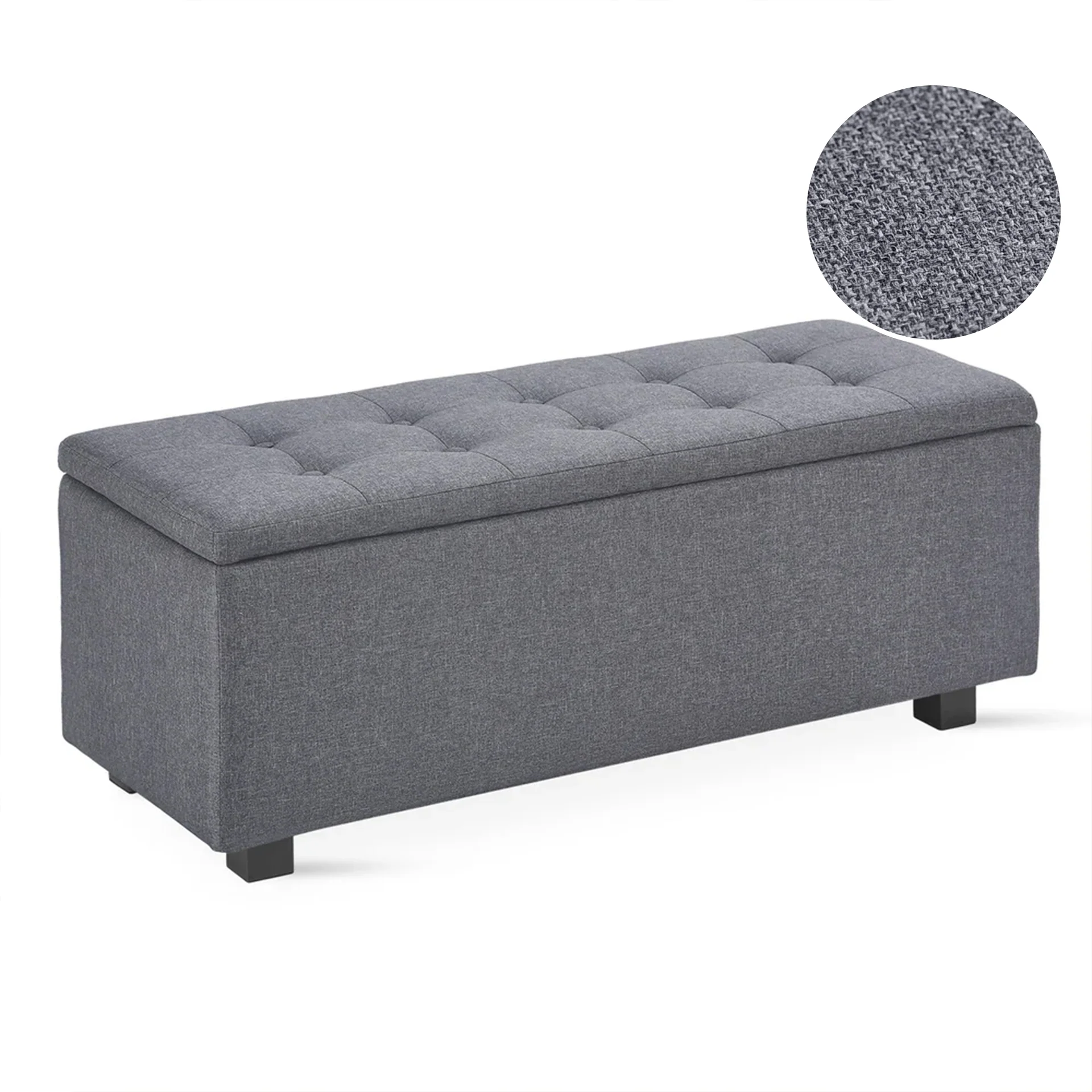 Alexander Linen Storage Ottoman Bench - Dark Grey - Image 5