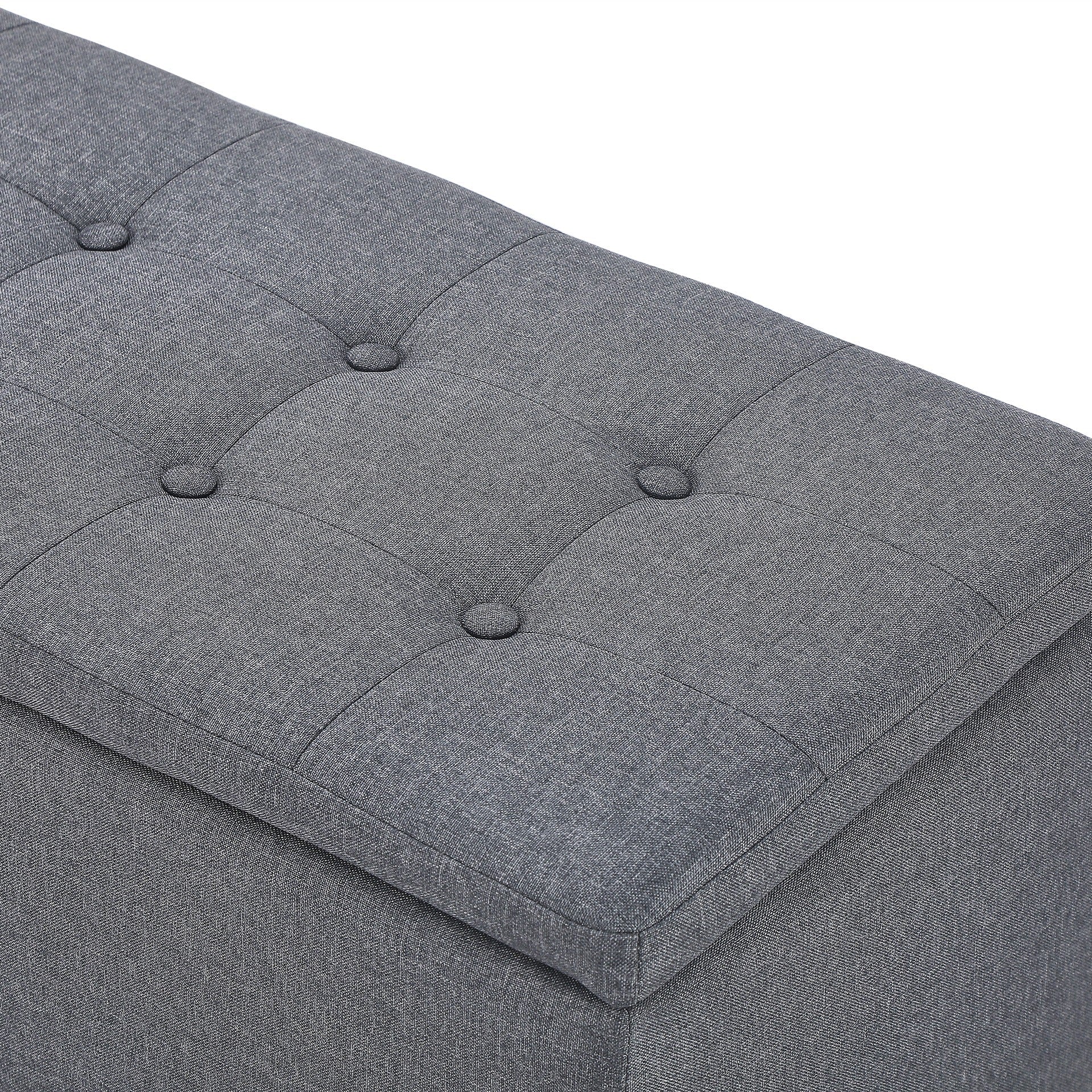 Alexander Linen Storage Ottoman Bench - Dark Grey - Image 8
