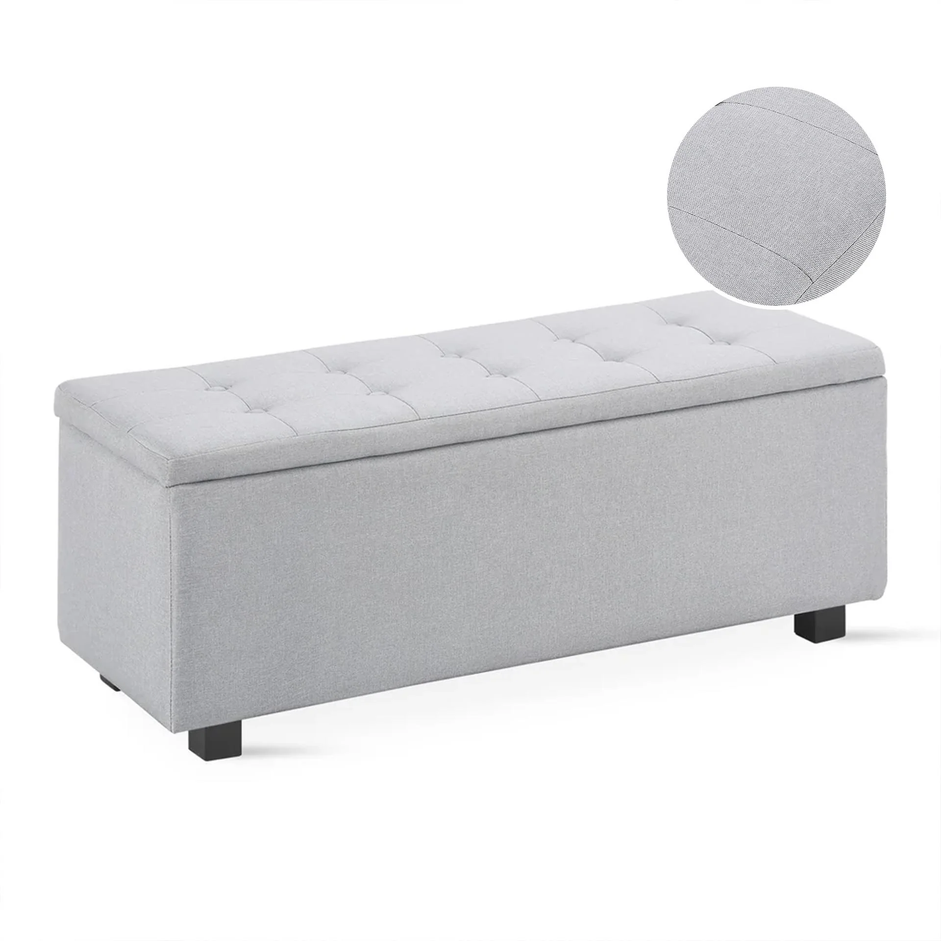 Alexander Linen Storage Ottoman Bench - Light Grey - Image 4