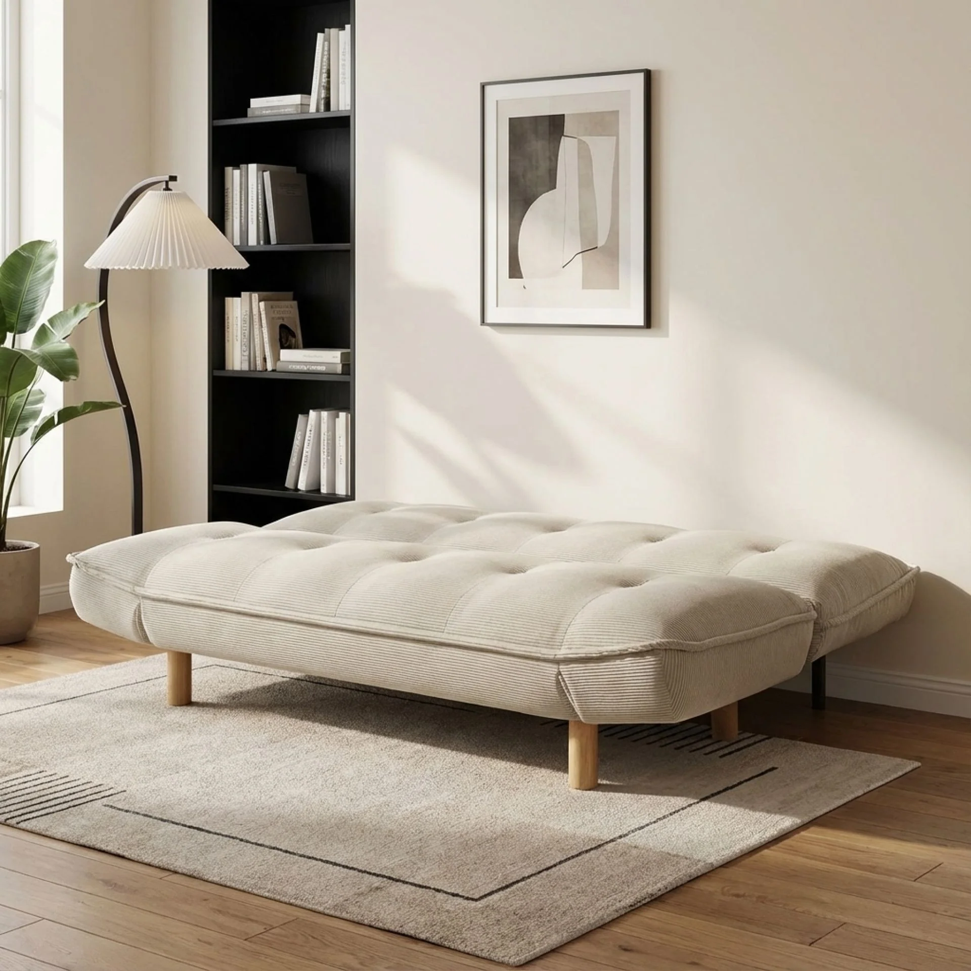Alnwick 3 Seater Sofa Bed - Beige - Image 2