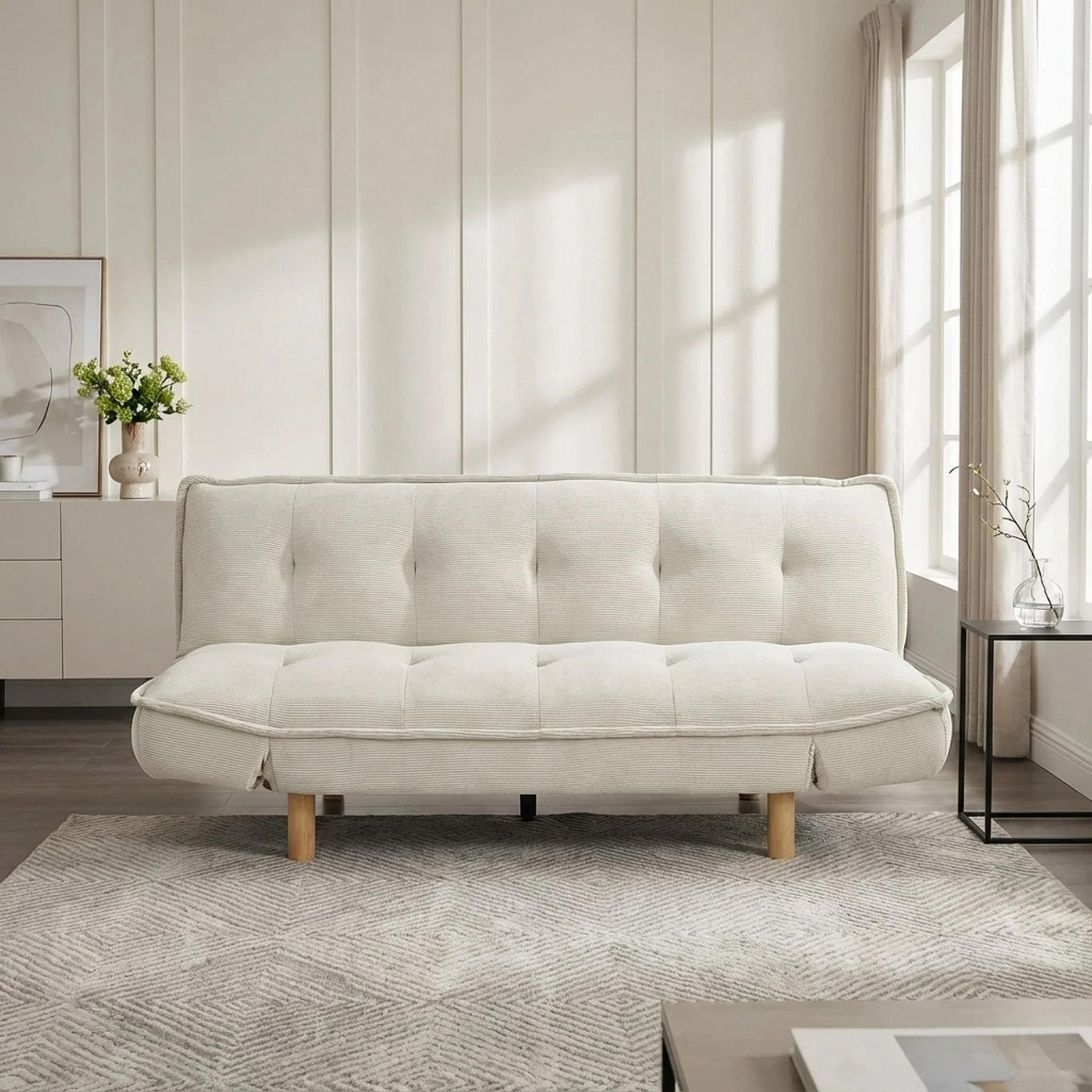 Alnwick 3 Seater Sofa Bed - Beige - Image 3